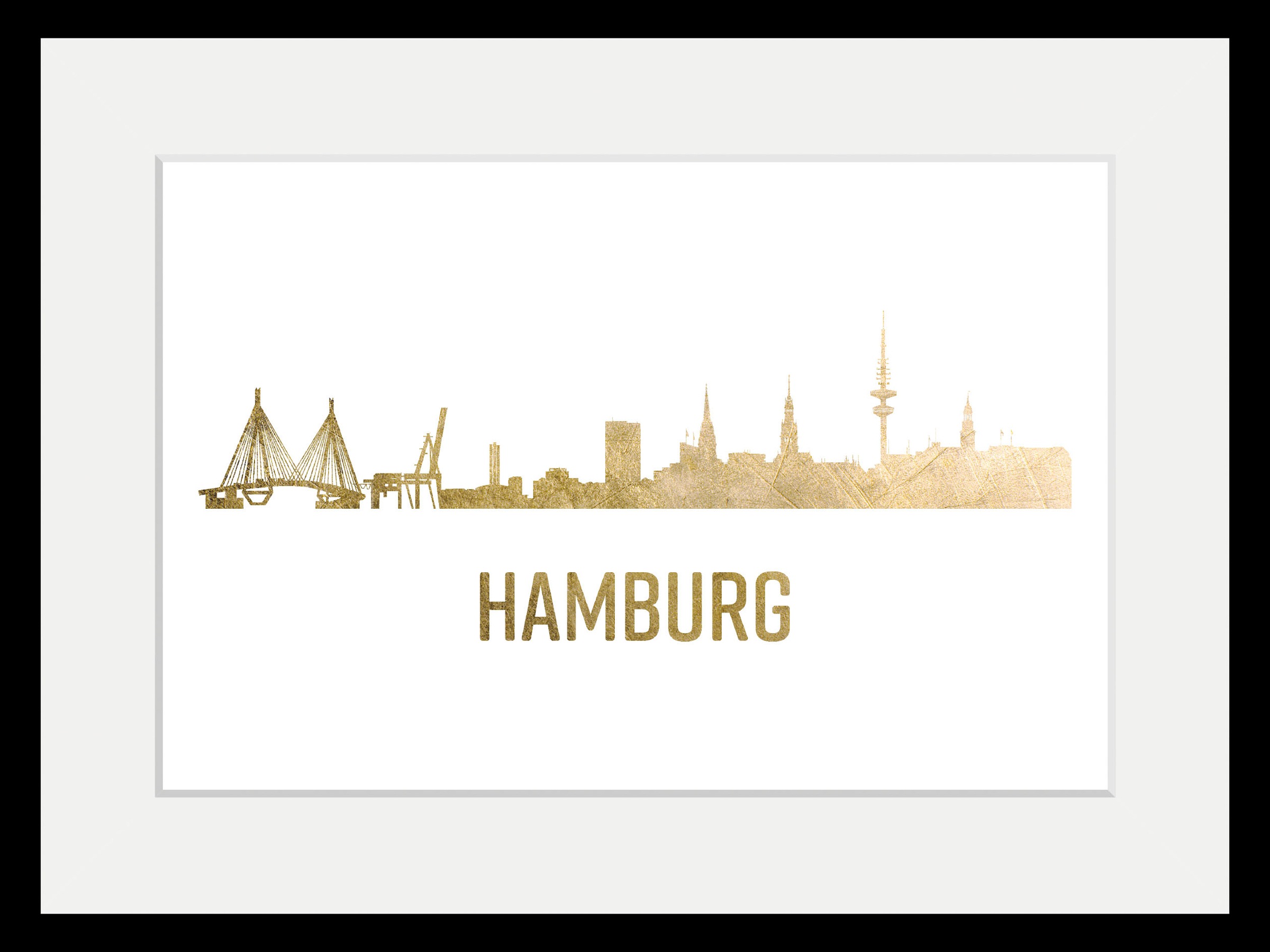 queence Bild "Hamburg Skyline GOLD", Städte-Schriftzug-Deutschland-Stadt-Ha günstig online kaufen