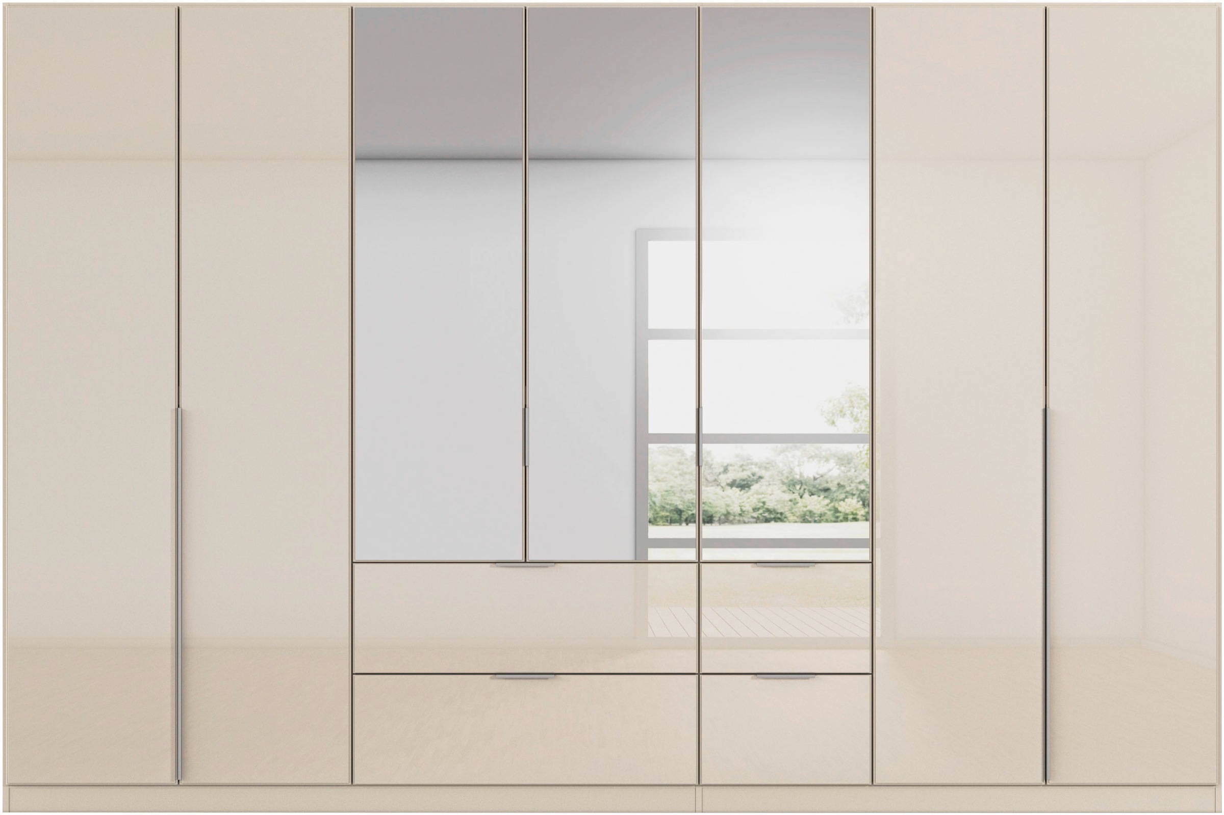 rauch Drehtürenschrank »Kleiderschrank Kleiderschränke Schrank Garderobe AGORDO mit Glasfront«, mit Außenschubkästen, in 6 Breiten und 2 Höhen MADE IN GERMANY