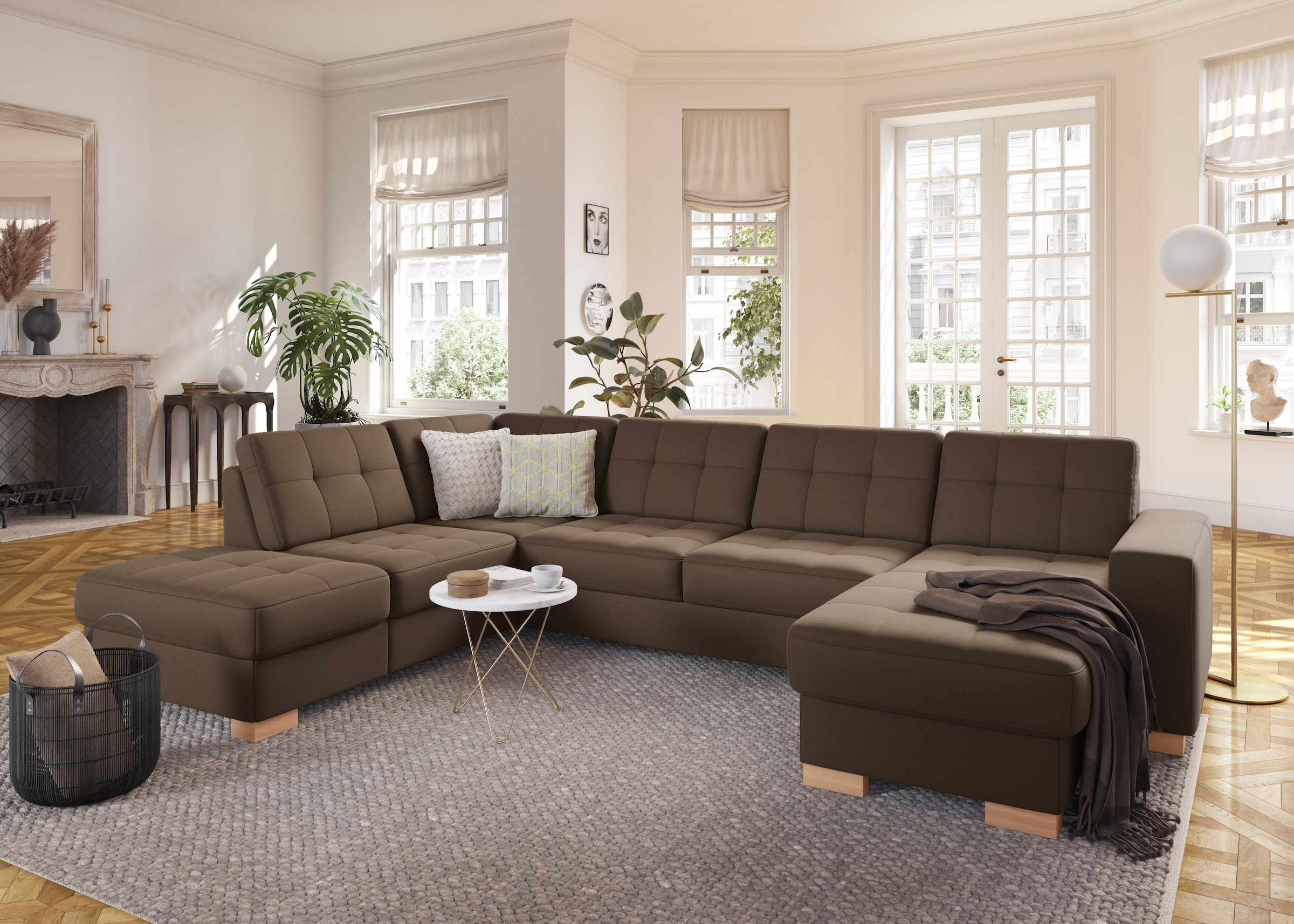 sit&more Wohnlandschaft "Quincy U-Form" wahlweise mit Schlaffunktion und Bettkasten