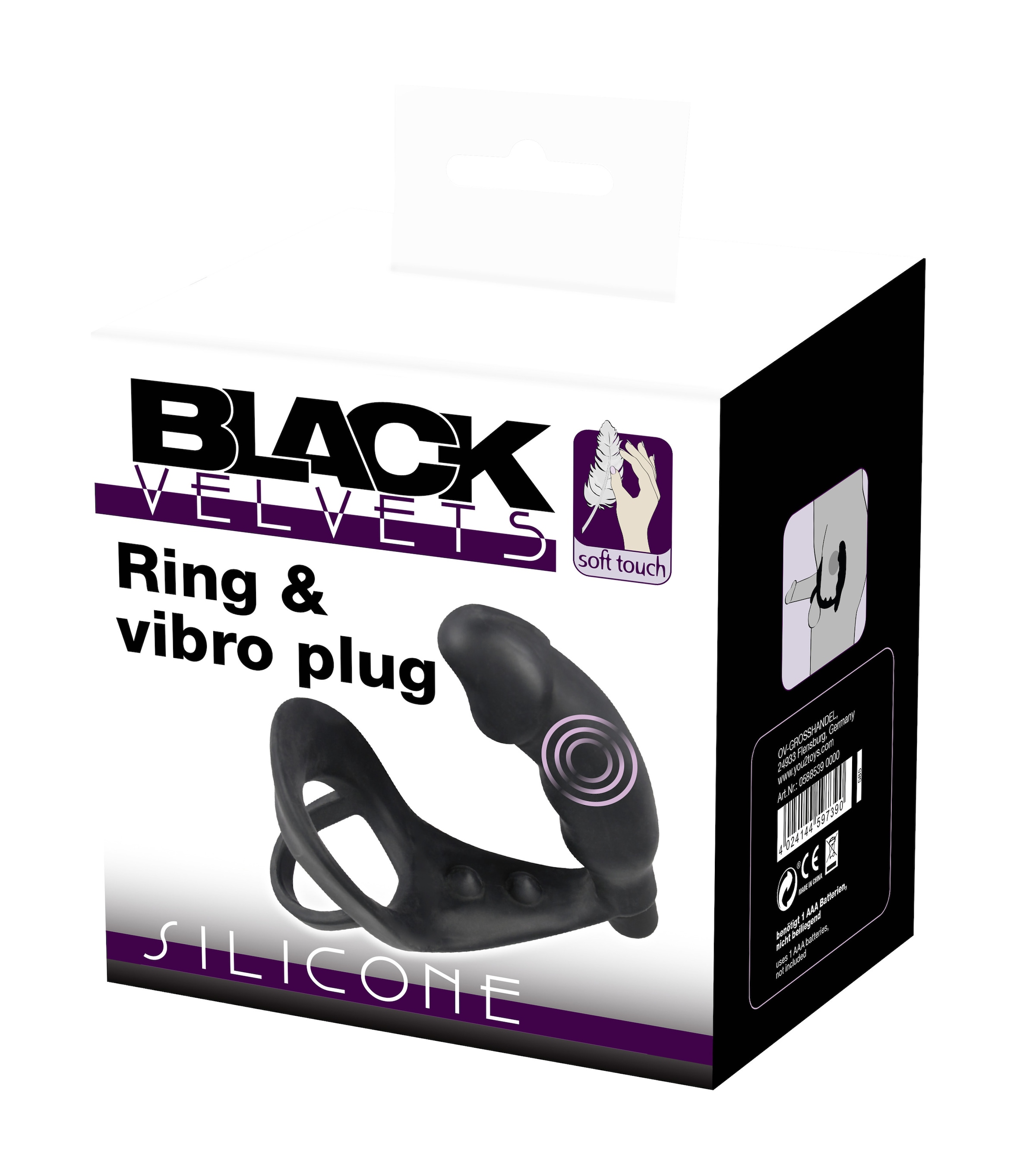 BLACK VELVETS Penisring »Penisring mit Plug mit Vibration Ring & Vibro Plug«