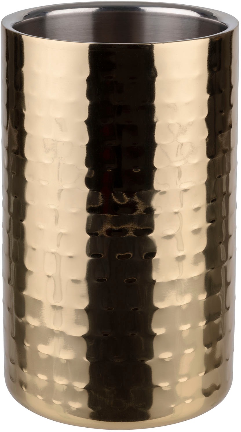 APS Wein- und Sektkühler "GOLD" Hammerschlag-Design, hochwertiges Edelstahl, Ø 10 cm