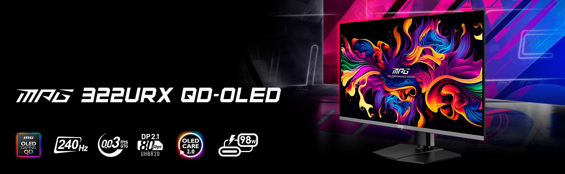 MSI Gaming-Monitor »MPG 322URX QD-OLED«, 80 cm/32 Zoll, 3840 x 2160 px, 4K Ultra HD, 0,03 ms Reaktionszeit, 240 Hz