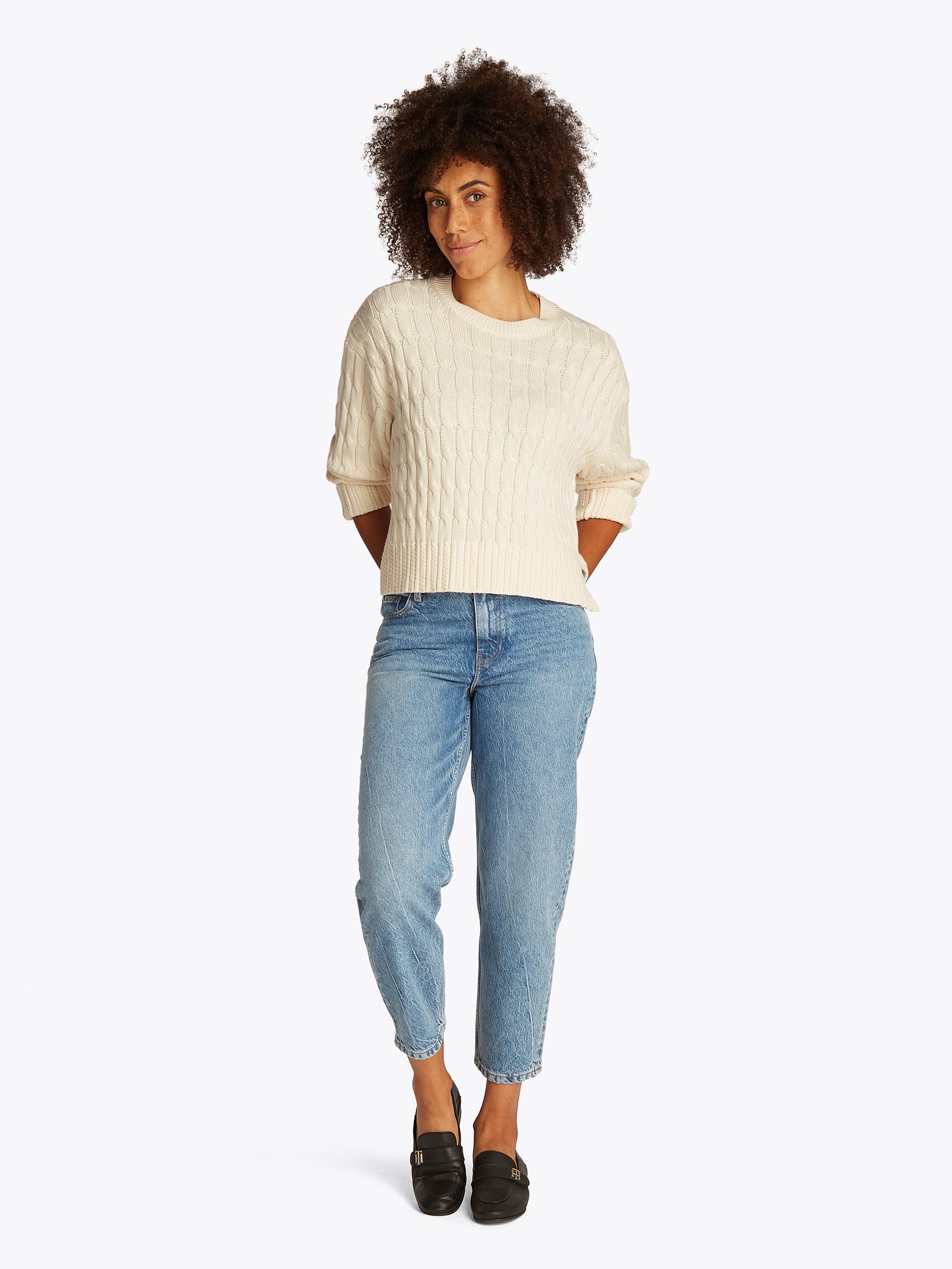 Tommy Hilfiger Rundhalspullover »SOFT CO CABLE C-NK LS SWT«, mit Zopfmuster