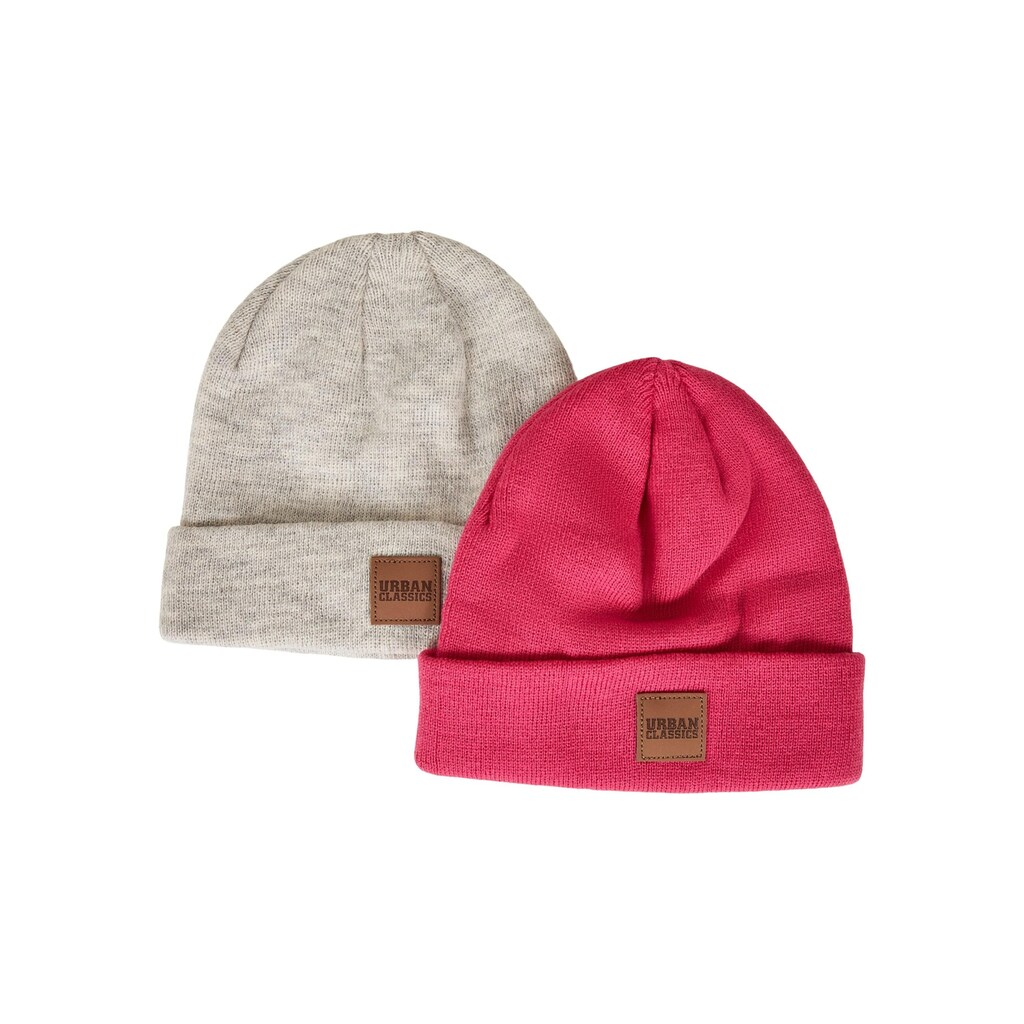 URBAN CLASSICS Beanie »Urban Classics Damen Logopatch Beanie Kids 2-Pack«, (1 St.)