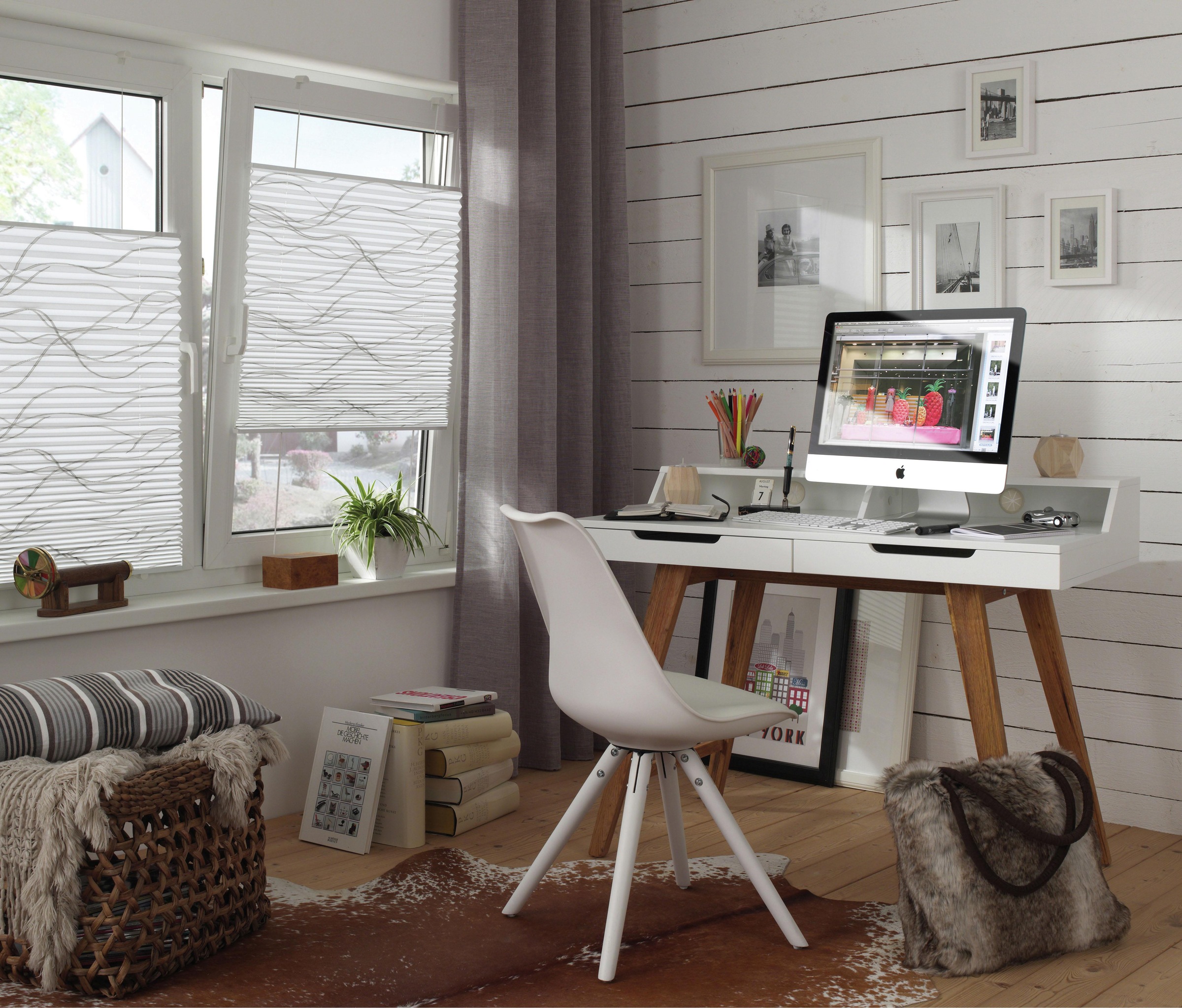 GARDINIA Plissee "EASYFIX Katy Wave mit 2 Bedienschienen" Lichtschutz ohne günstig online kaufen