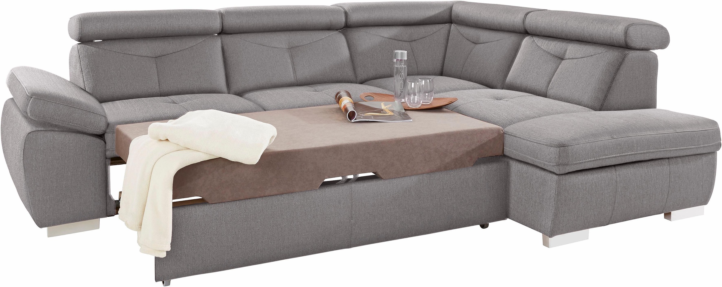 exxpo - sofa fashion Ecksofa »Spring, super bequem und komfortabel mit Armteil- und Kopfteilfunktion«, wahlweise mit Bettfunktion und Bettkasten, L-Form