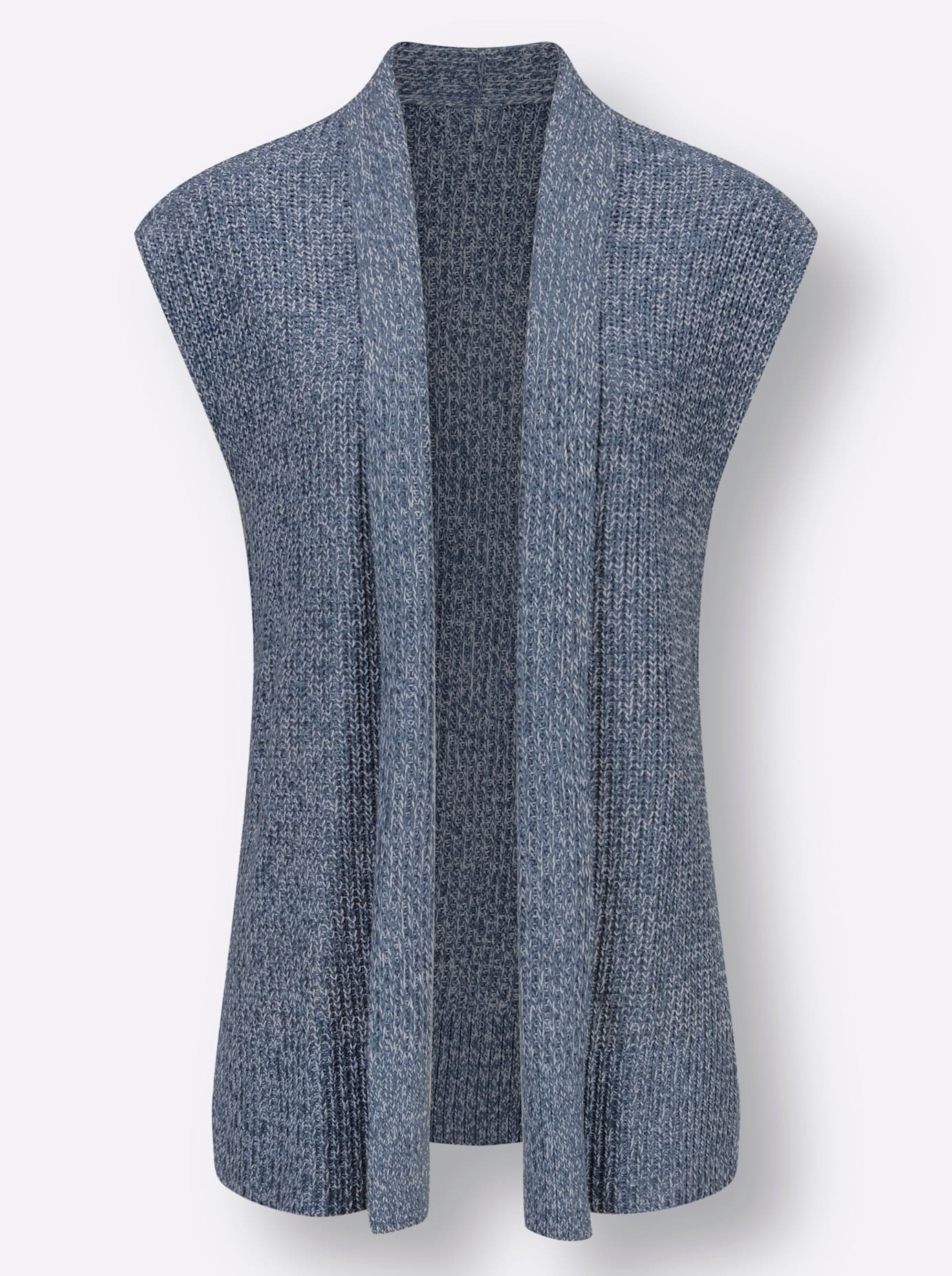 Strickweste CLASSIC BASICS, Damen, Gr. 42, blau (rauchblau, meliert), 100% Polyacryl, meliert, Westen Strickweste 3