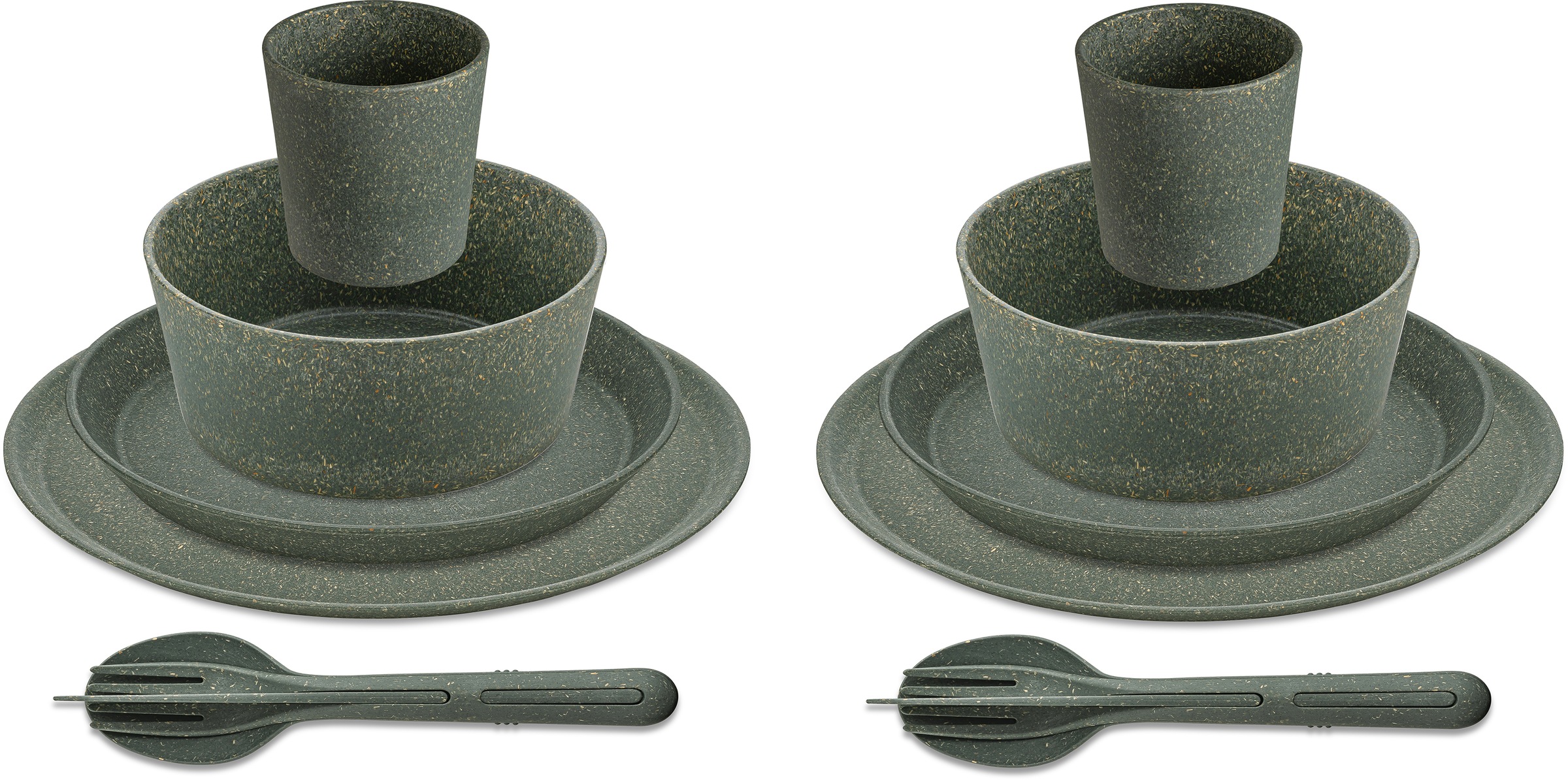 KOZIOL Kombiservice "Geschirr-Set, Service CONNECT SET HELSINKI", 10 Stk., grau, Geschirr-Sets, Made in Germany, 10 Teile, für 2 Personen