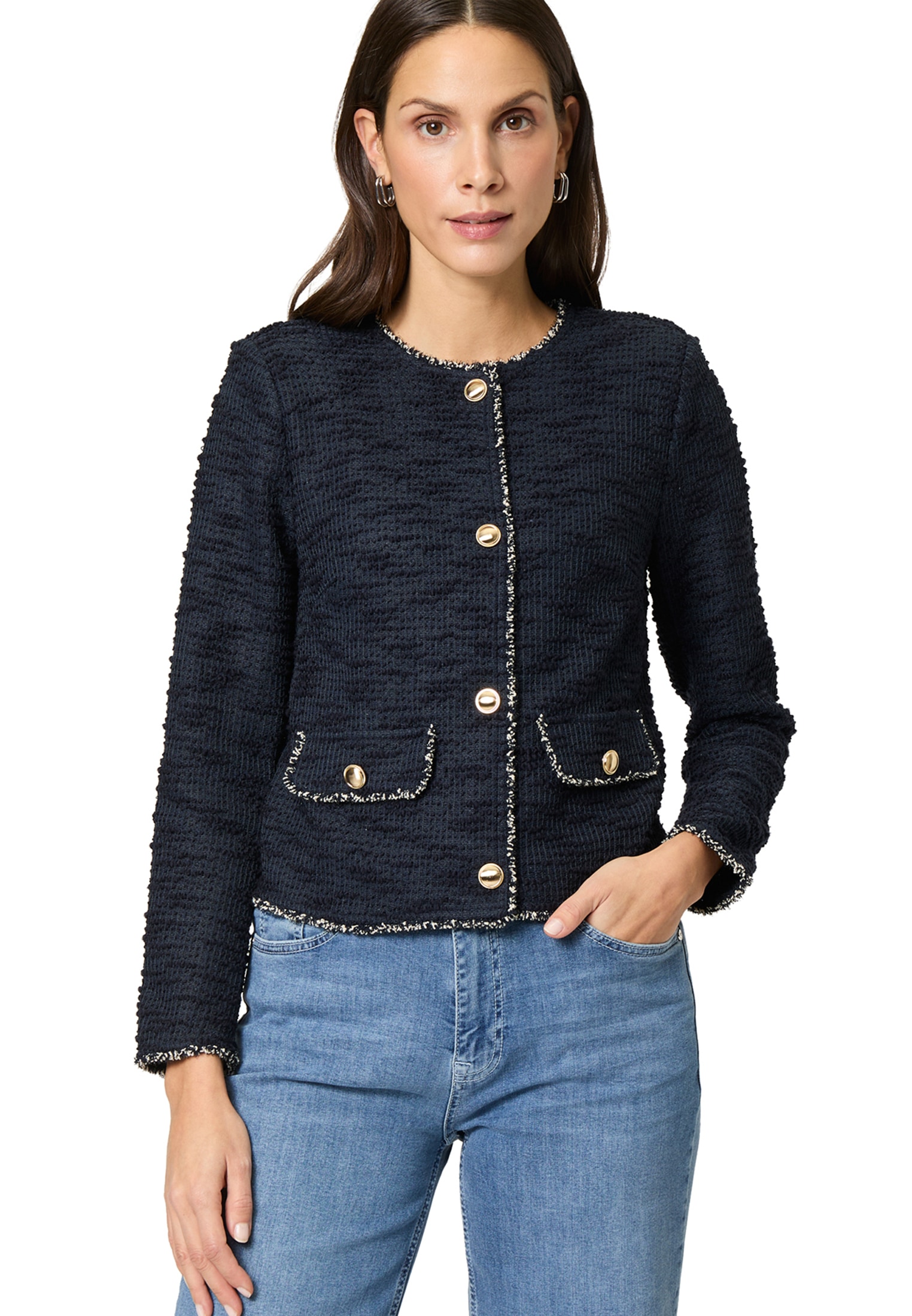 Zero Jackenblazer "zero Damen Blazer Bouclè mit Knöpfen", Knopfleiste günstig online kaufen