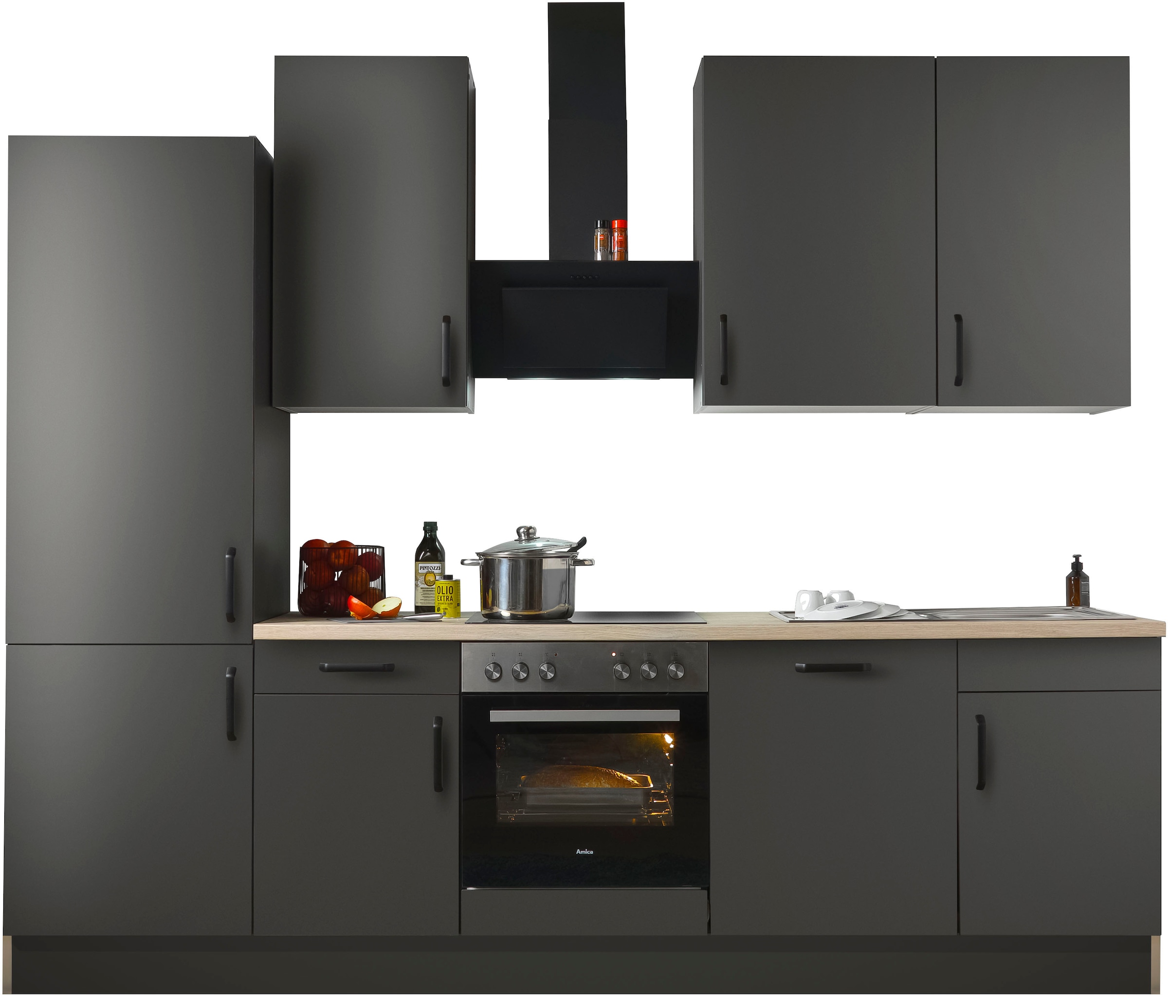 wiho Küchen Küchenzeile »"Simi", mit verstellbaren Füßen, Breite 280 cm,«, wahlweise mit E-Geräten, Soft-Close-Funktion in Schubkästen & Auszügen