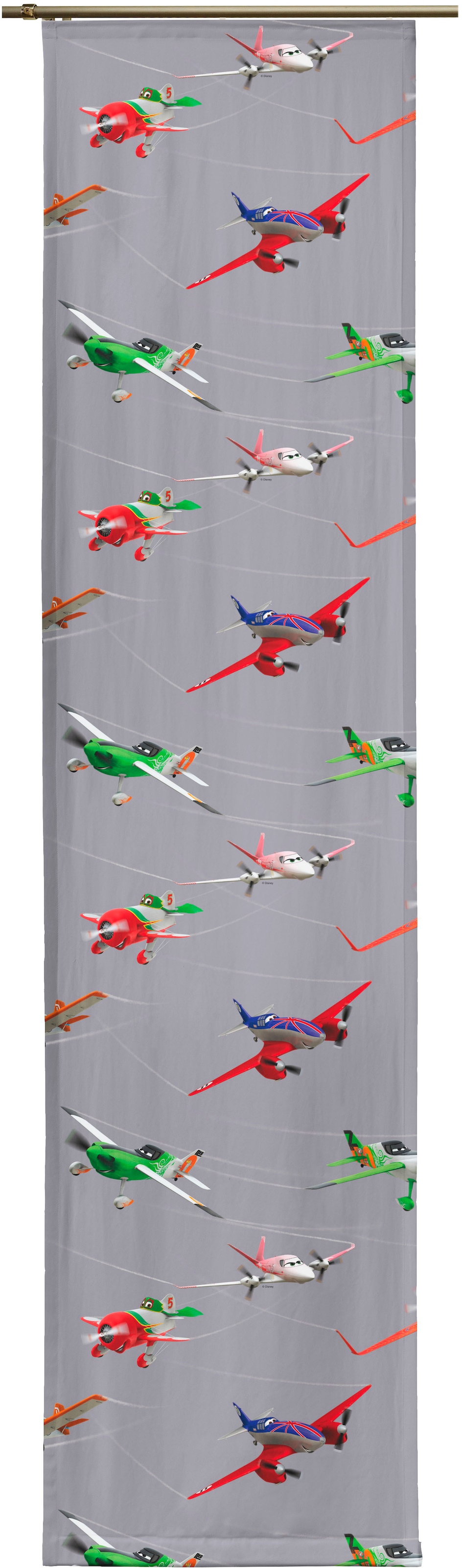 Schiebegardine WIRTH, B:60cm H:245cm, grau, Satin, Polyester, Gardinen, "Planes Action", Disney