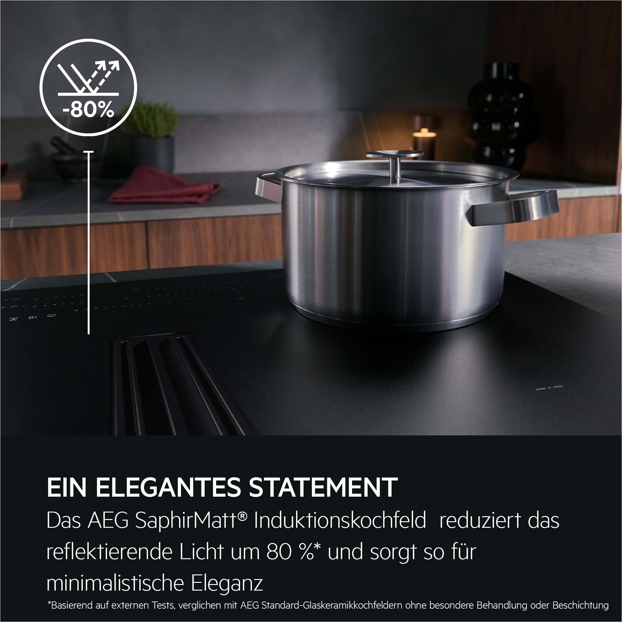 AEG Kochfeld mit Dunstabzug »TH84CB0BSZ« SaphirMatt® - 10× kratzresistenter & Anti Fingerprint, Made in Germany
