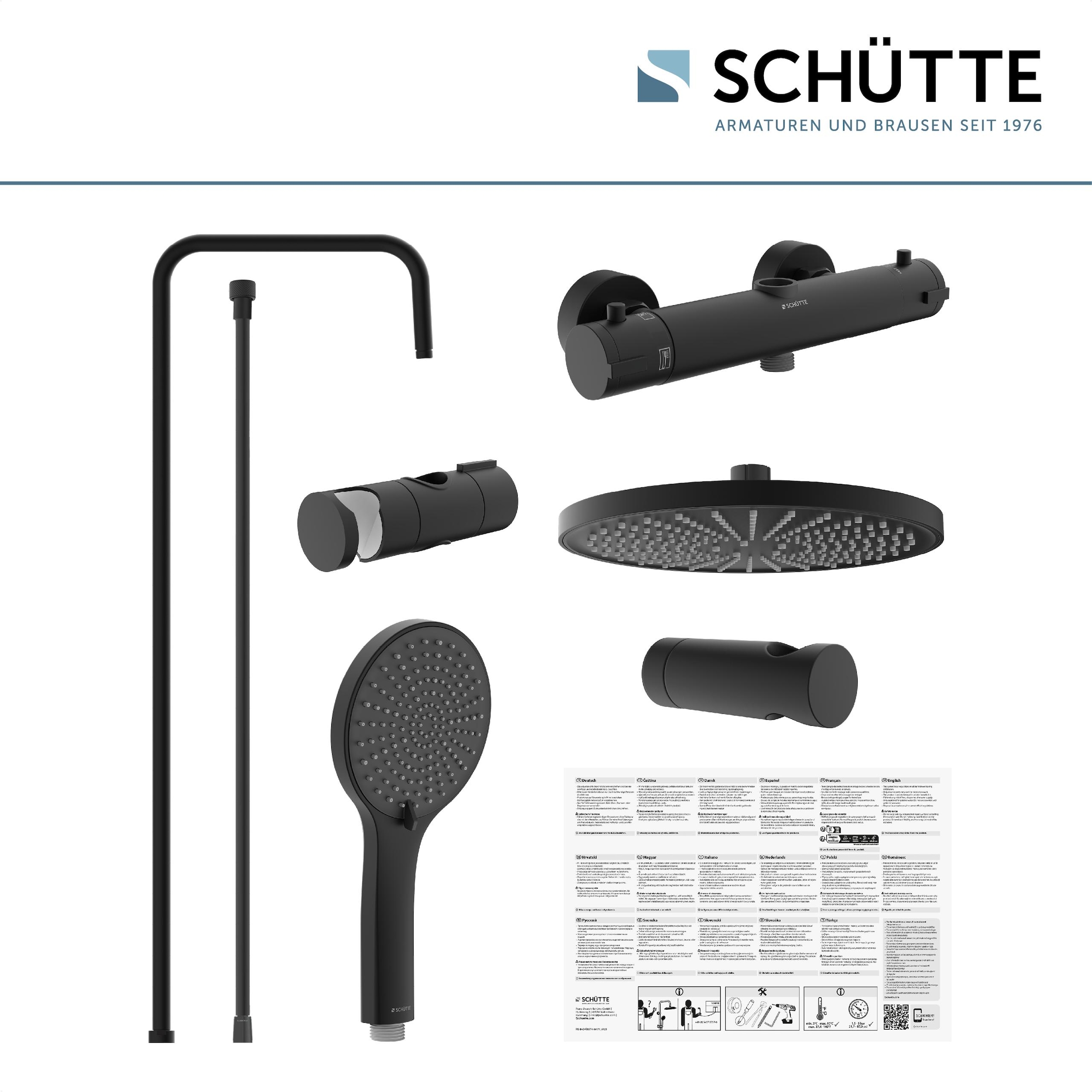 Schütte Duschbrause »ADRIA«, (Set), mit Thermostatarmatur, 3-fach verstellbar, Antikalk-Noppen