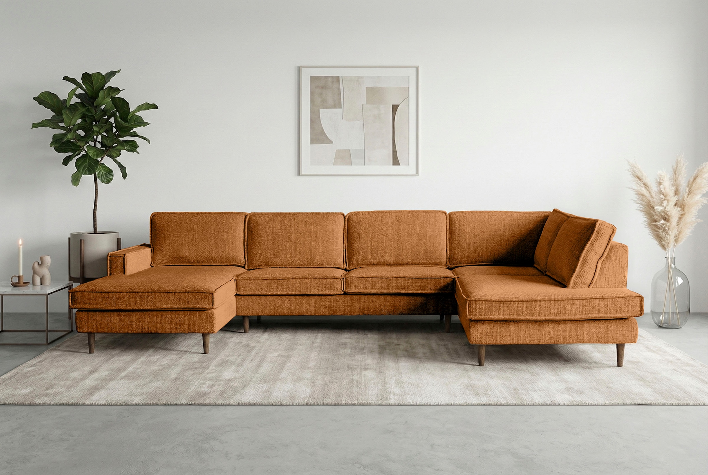 Home affaire Wohnlandschaft "Pinto Skandi, 350 cm, U-Form, XXL, mit Ottoman günstig online kaufen