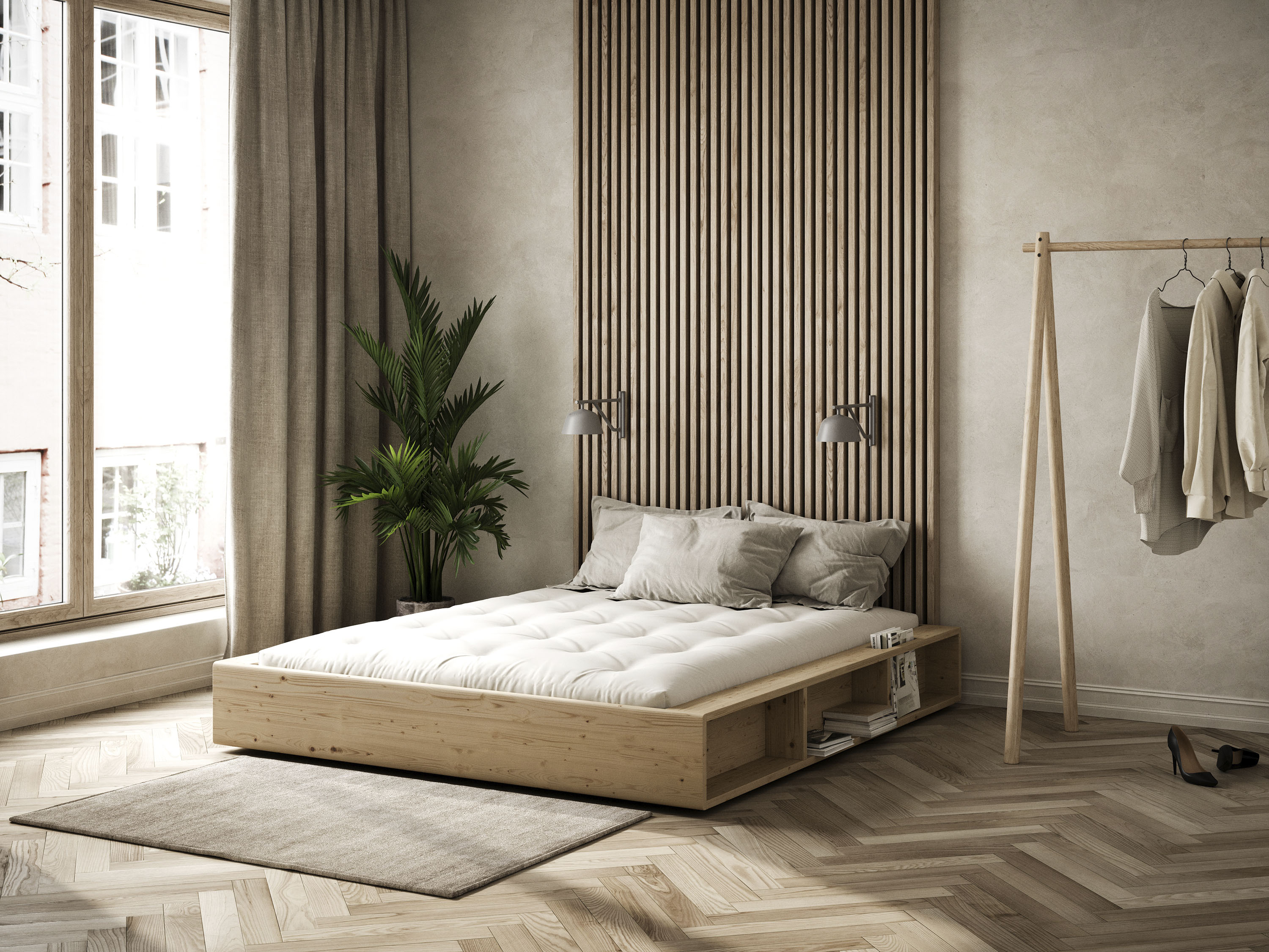 Karup Design "Ziggy Bed, Stauraumbett, FSC-zertifiziertes Massivholz made in Europe" Erhältlich für Matratzen Breite 90, 120, 140, 160 oder 180 cm, mit 3 Ablagen, inklusive Lattenrost, ohne Matratze, mehrere Farben