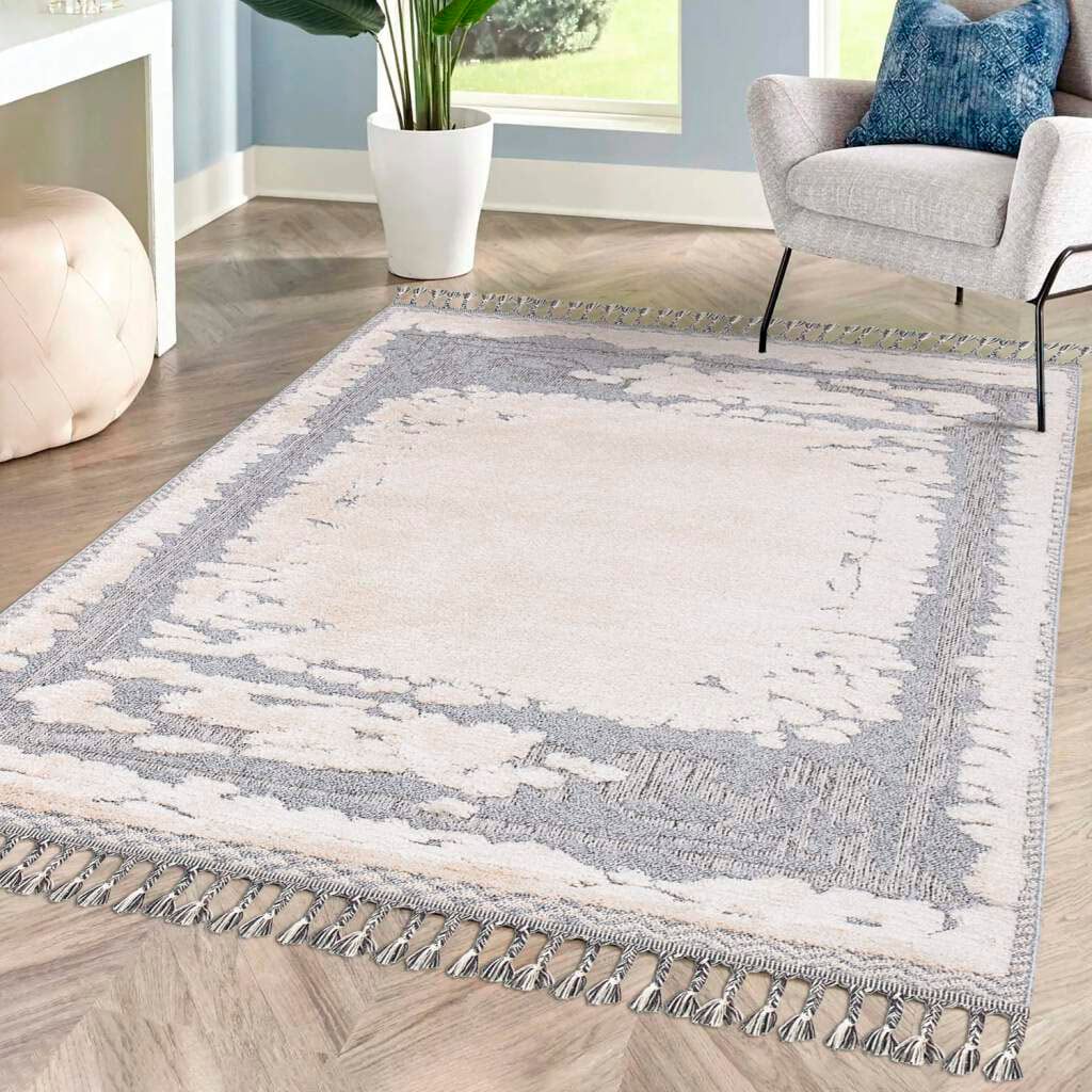 Carpet City Hochflor-Teppich »Valencia 908«, rechteckig, 20 mm Höhe, Läufer, Boho-Stil, 3D-Effekt, Relief, Hoch-Tief-Struktur, mit Fransen