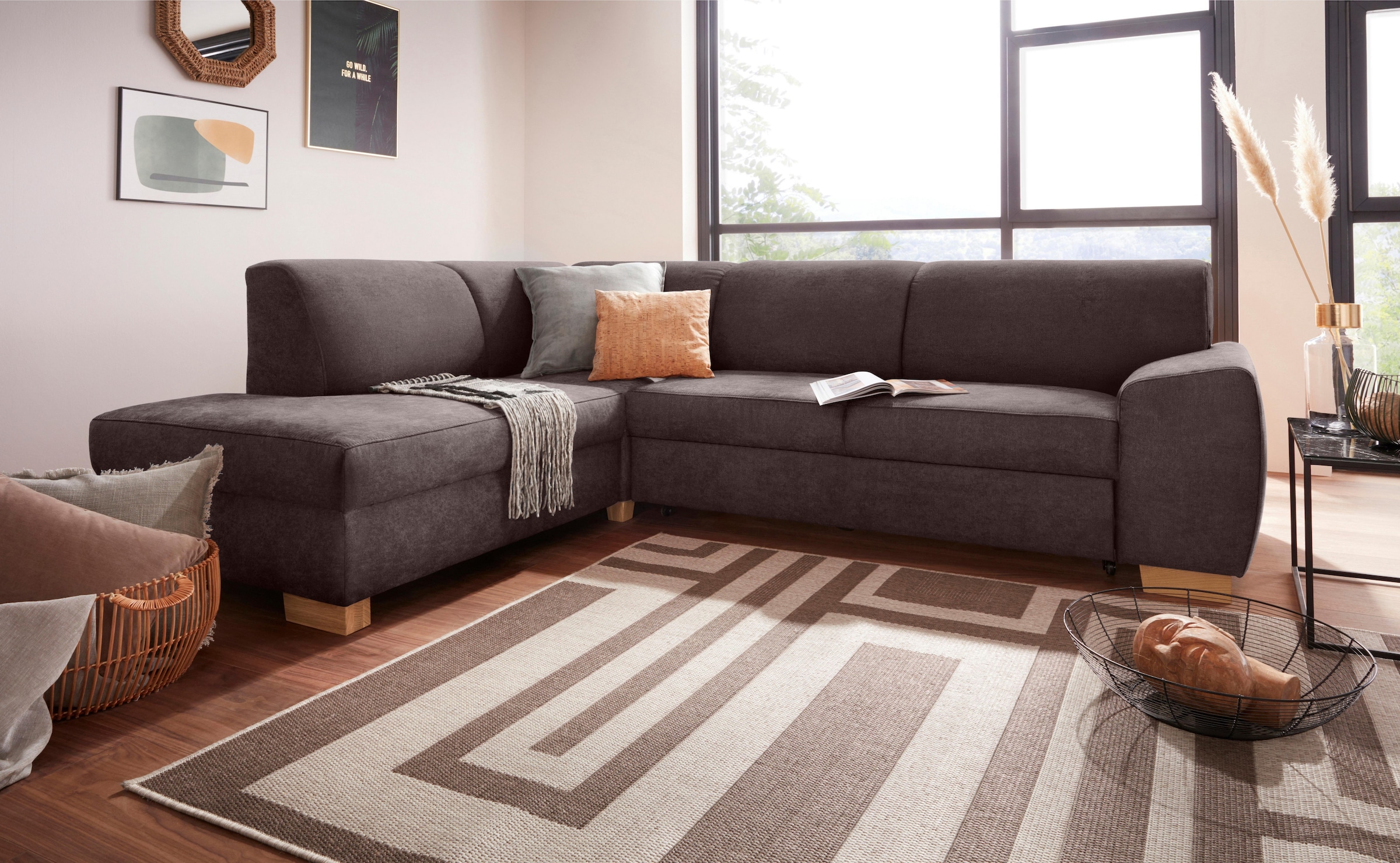 DOMO collection Ecksofa "Incanto kubische Formensprache, komfortabel, L-Form" wahlweise mit Bettfunktion