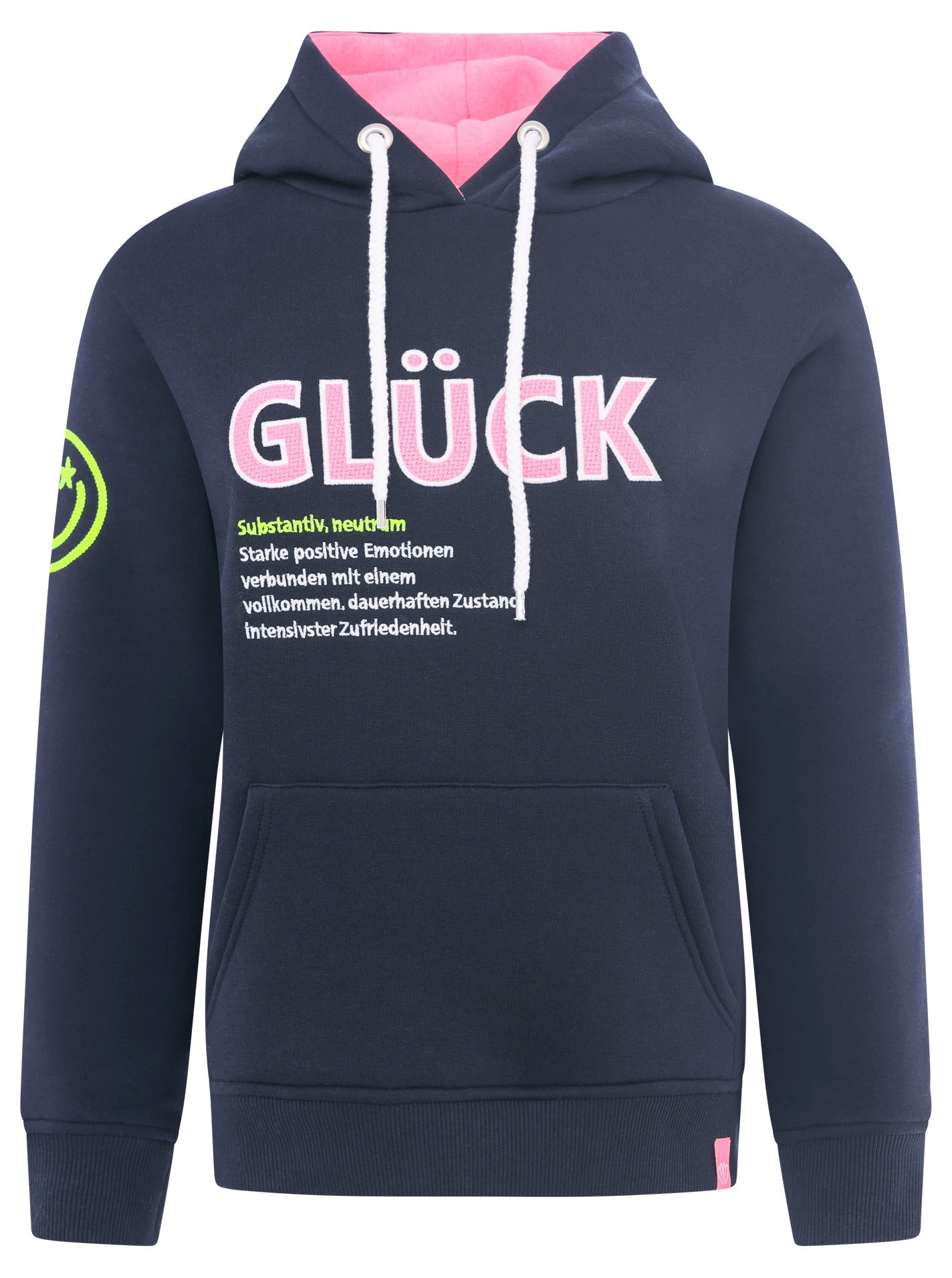 Zwillingsherz Hoodie ""Glück"", mit Schriftzug Glück und Kängurutaschen günstig online kaufen