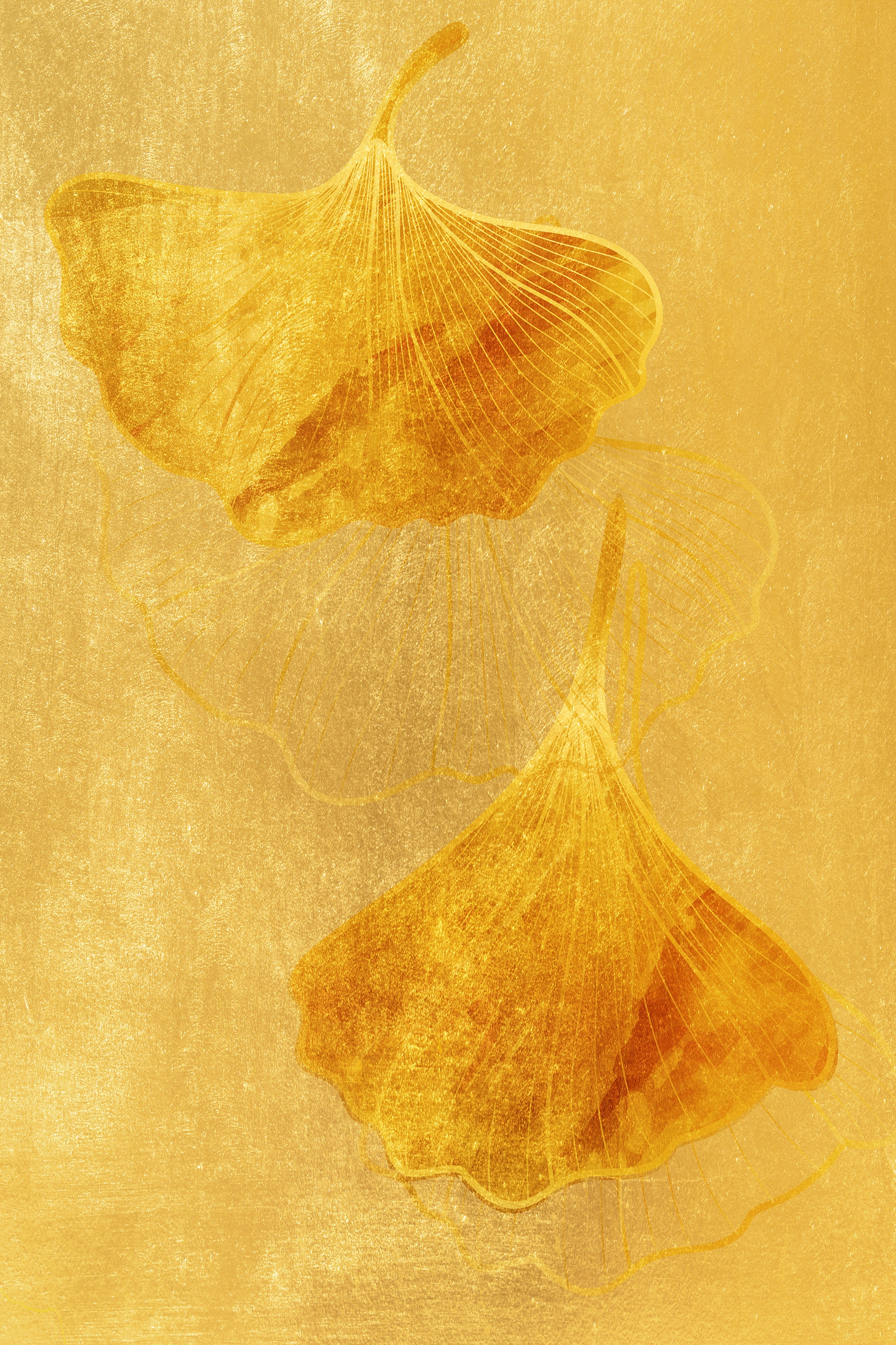 queence Leinwandbild "Ginkgoblätter in Gold, Canvas Bild von Hand bespannt" 1 Stk. tlg. Zeitlose Ginkgo-Motive in hellen Farben