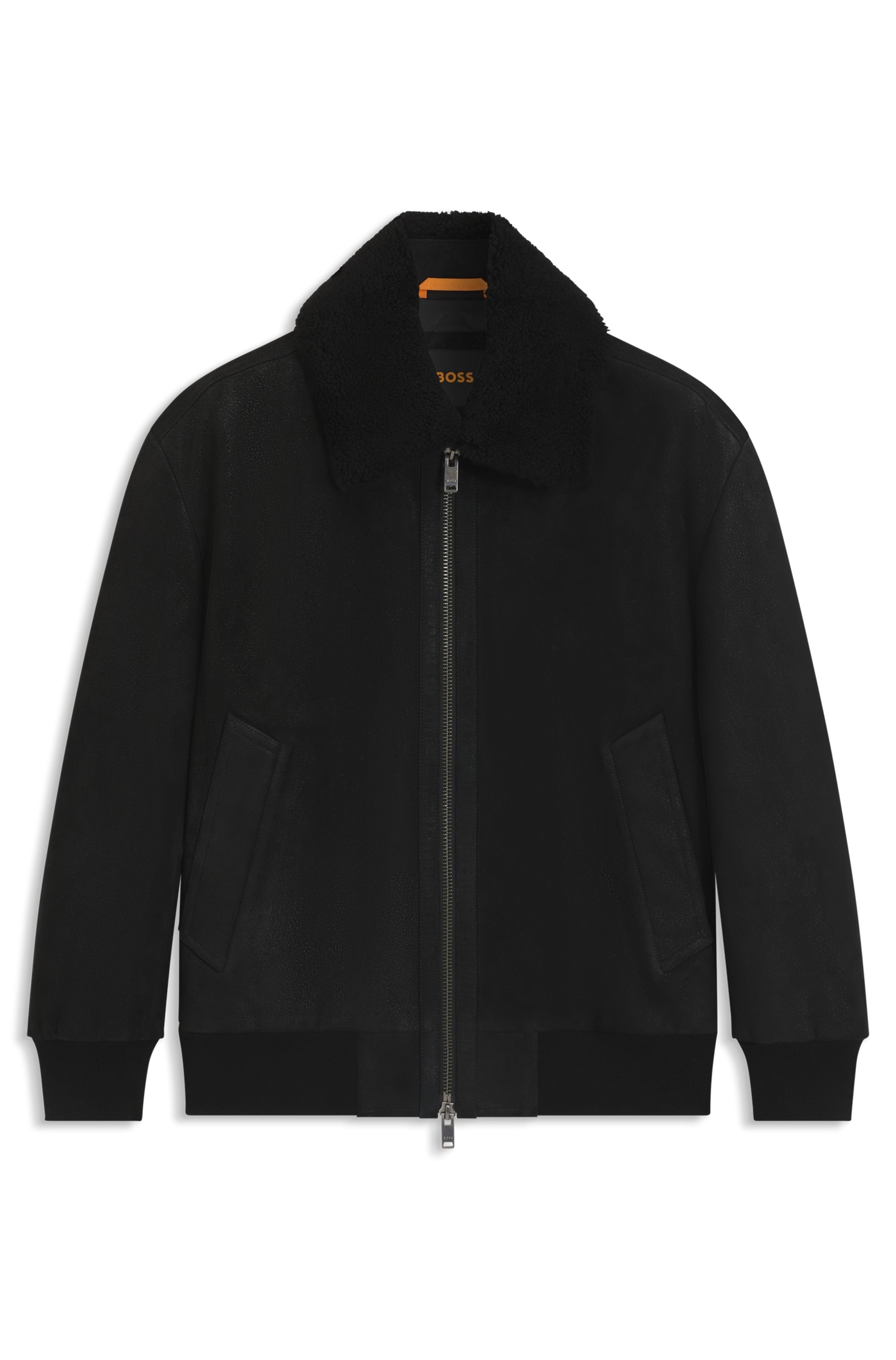 BOSS ORANGE Bomberjacke "Jonier", aus Velourleder, abnehmbarer Kragen günstig online kaufen