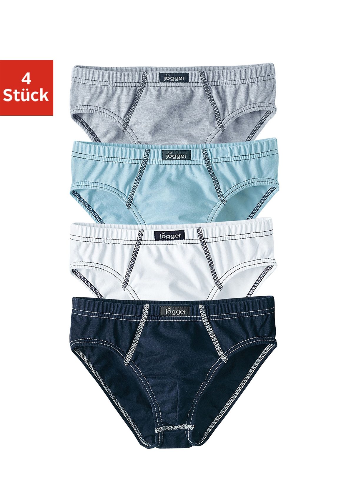 le jogger Slip Packung, 4 Stk. unifarben, mit Kontrastnähten, Baumwolle