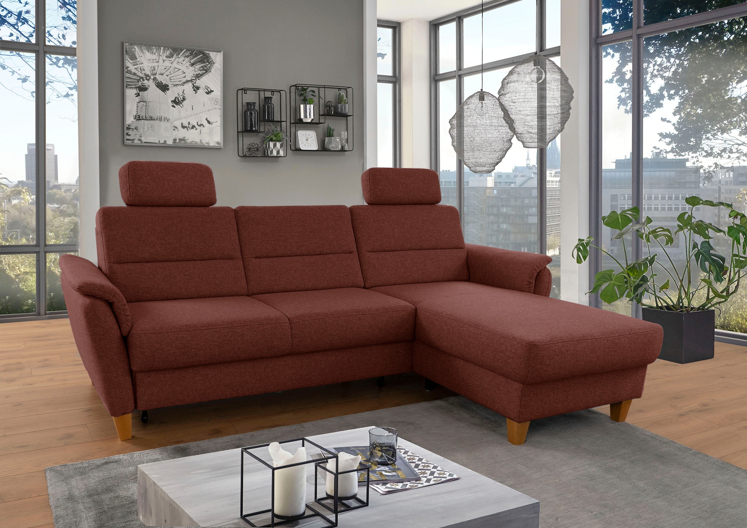 Home affaire Ecksofa "Palmera L-Form, B: 244 cm" optional Bettfunktion & Be günstig online kaufen