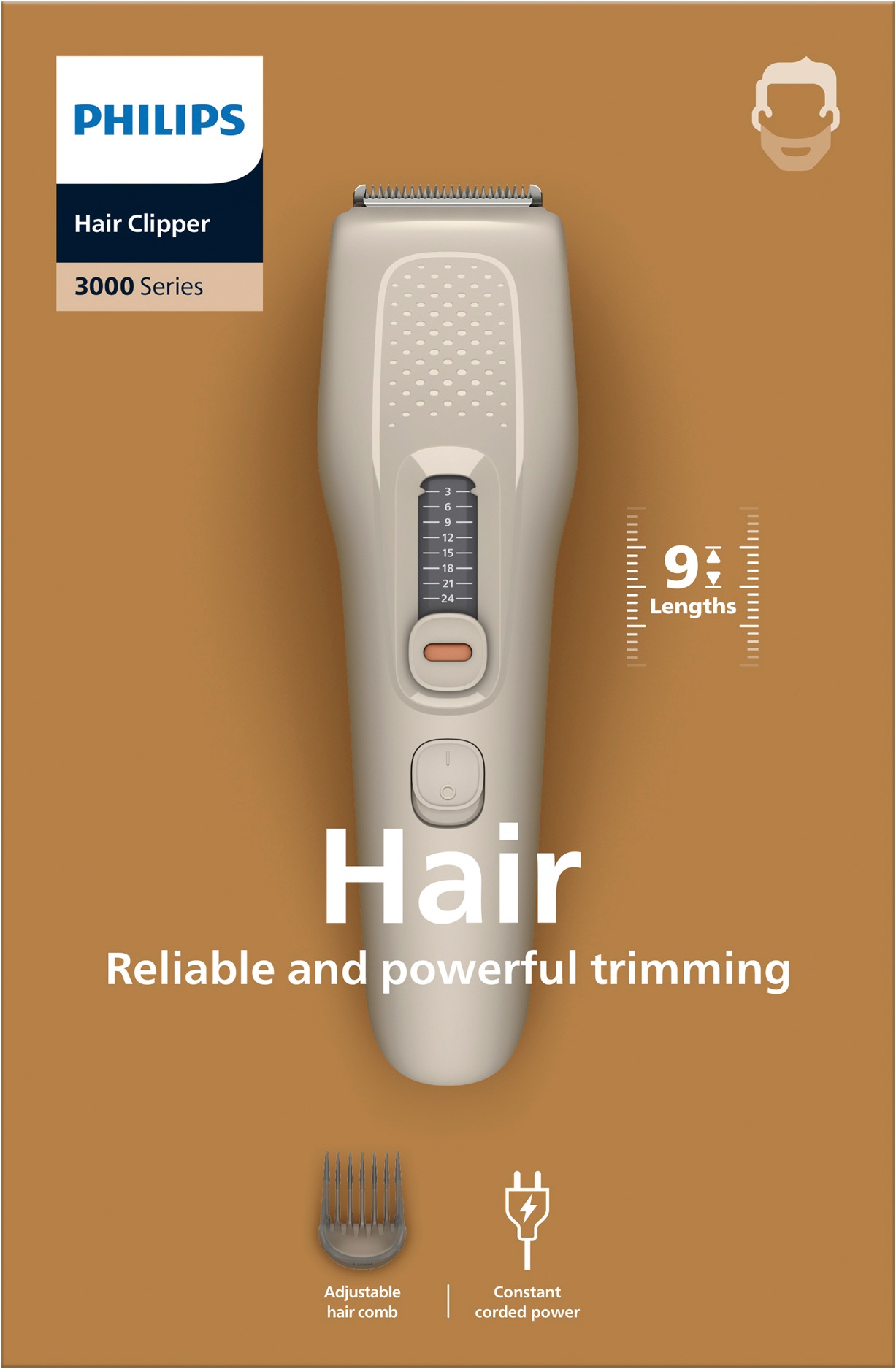 Philips Haarschneider »Serie 3000 HC3734/15« 1 Aufsätze 9 Längeneinstellungen, Trim-and-Flow