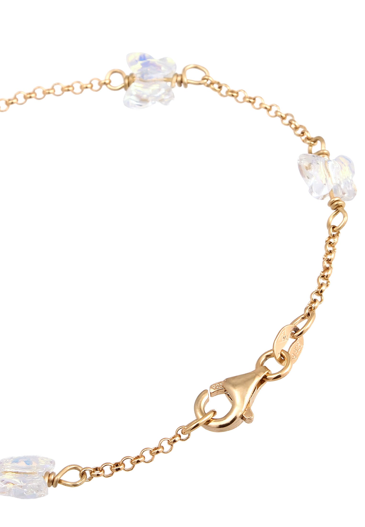 Elli Armkette »Armband Schmetterling Weiß 925 Sterling Silber vergoldet, mit Kristallen von Swarovski®«
