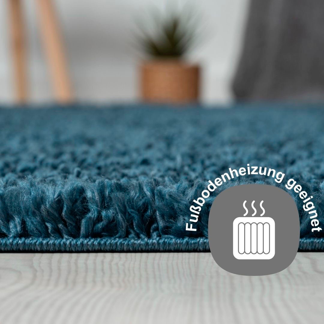 Myflair Möbel & Accessoires Hochflor-Bettumrandung »My Shaggy«, (3 tlg.), Shaggy, Uni-Farben, leicht glänzend, extra flauschig, Läufer-Set