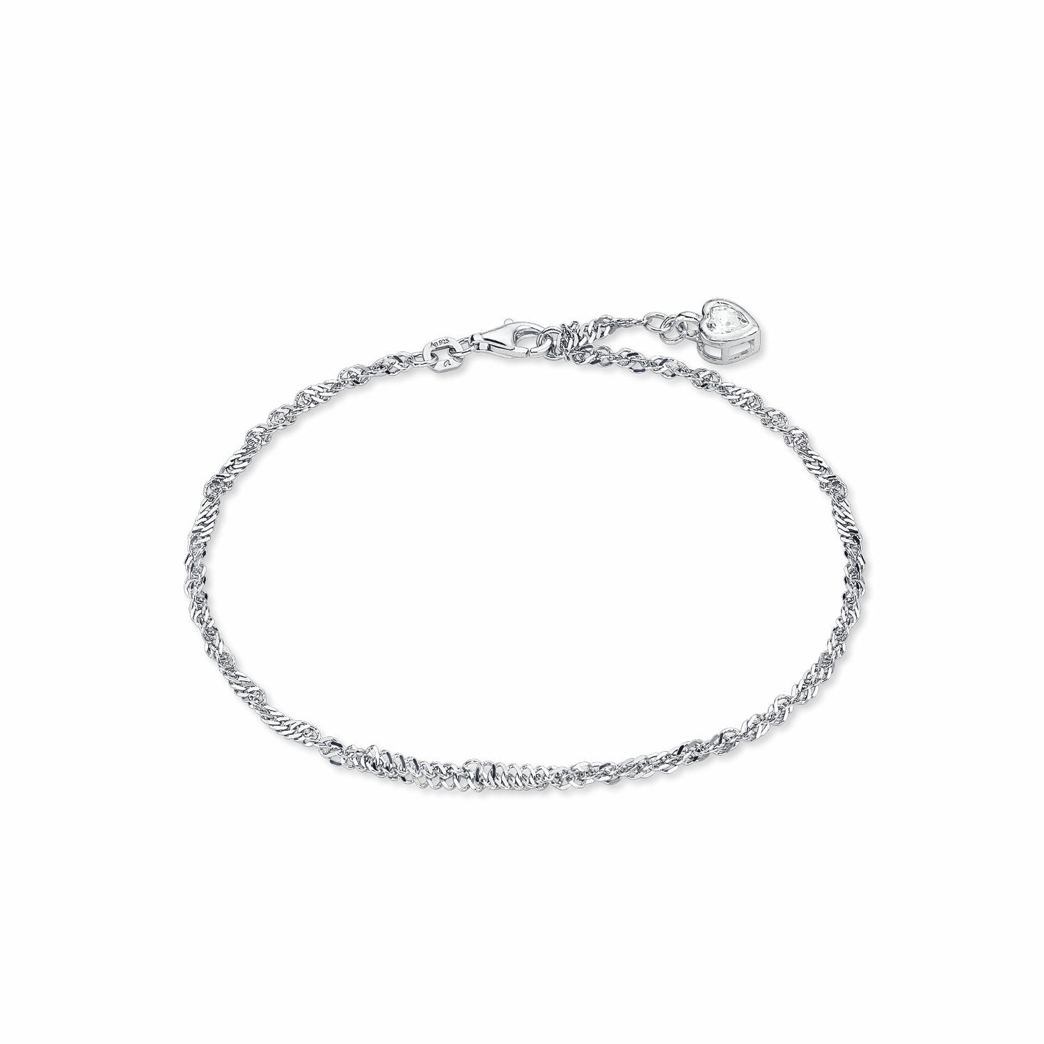 Amor Fußkette mit Anhänger »Schmuck Geschenk Silber 925 Körperschmuck Herz«, mit Zirkonia (synth.)