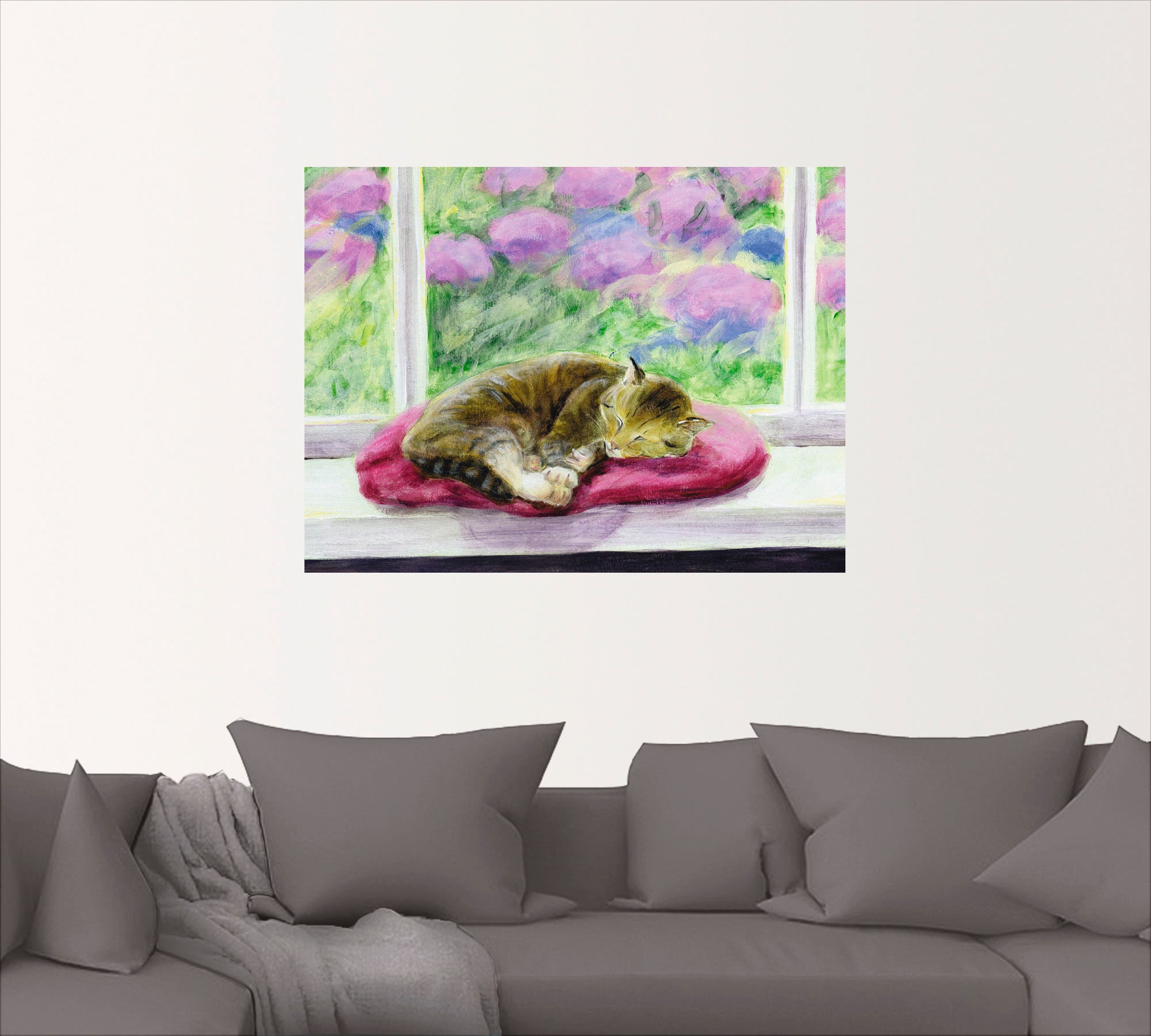 Artland Wandbild »Katze auf Gartenfensterbank«, Haustiere, (1 St.), als Poster, Wandaufkleber in verschied. Größen