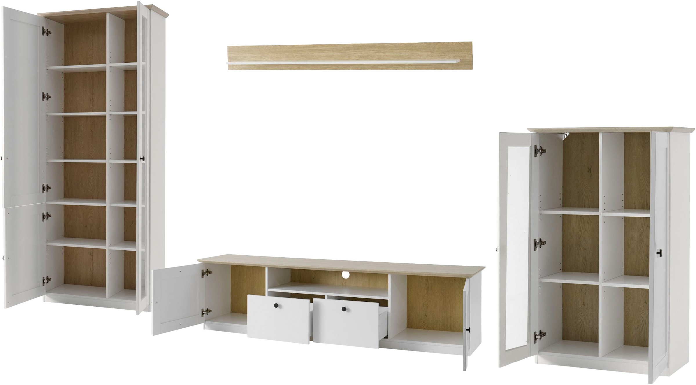 OTTO home Wohnwand »Brest, Anbauwand im Landhausstil, Komplettset, Wohnzimmer-Set« Set, 4 Stk. tlg.