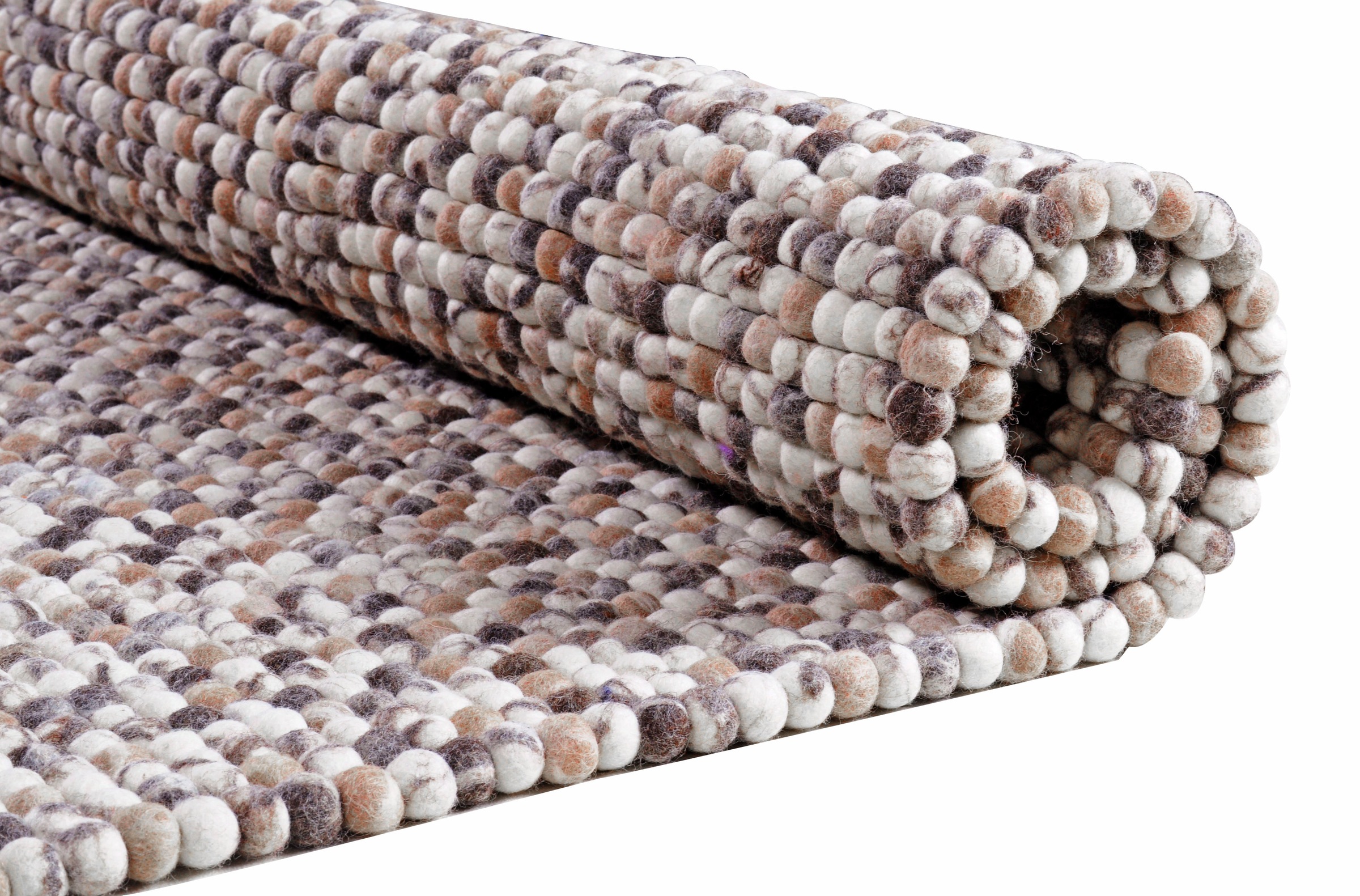 Wollteppich THEKO "Felty 2.2" Gr. 31, beige (natur), B:90cm H:22mm L:160cm, Wolle, Teppiche, Filzkugel-Teppich, reine Wolle, handgefertigt, auch als Läufer 3