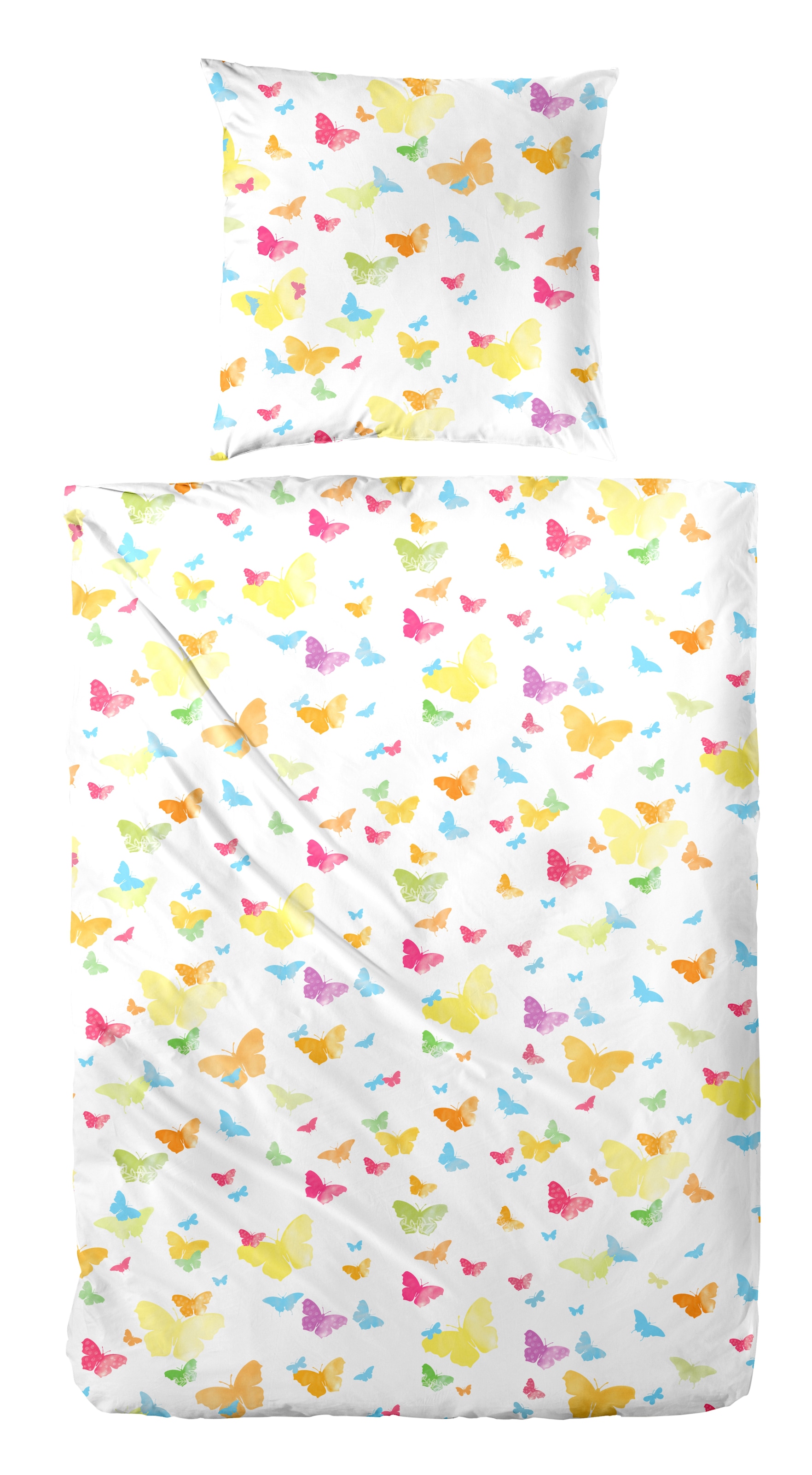 Bettwäsche PRIMERA, gelb, Renforcé, Obermaterial: 100% Baumwolle, Bettwäsche, "Renforce-Bettwäsche Vingt-Clinq Papillon", mit süßen Schmetterlingen