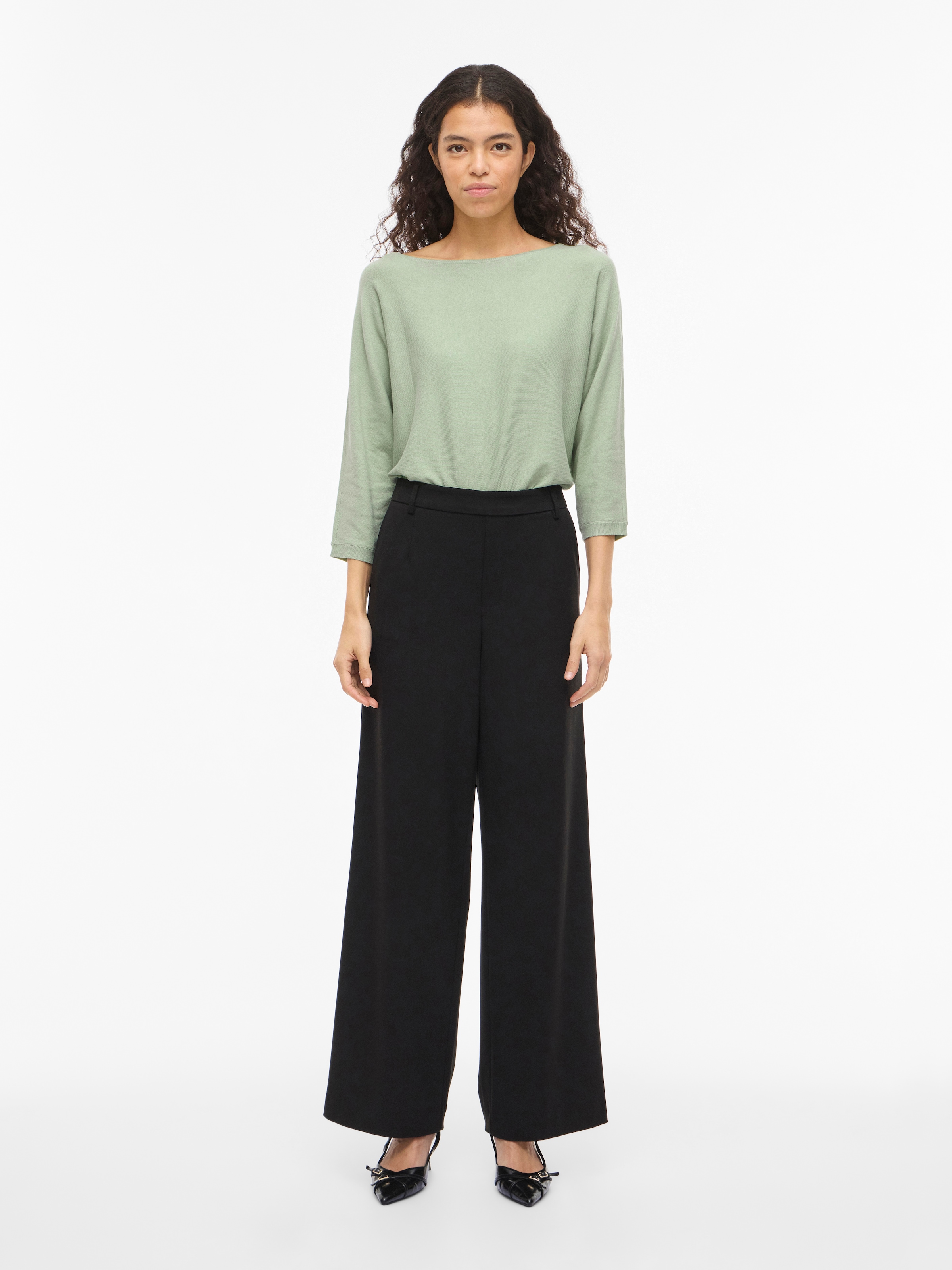 Vila 3/4 Arm-Pullover »VIMALU BOATNECK 3/4 SLEEVE KNIT TOP-NOOS« Materialmix, loose fit