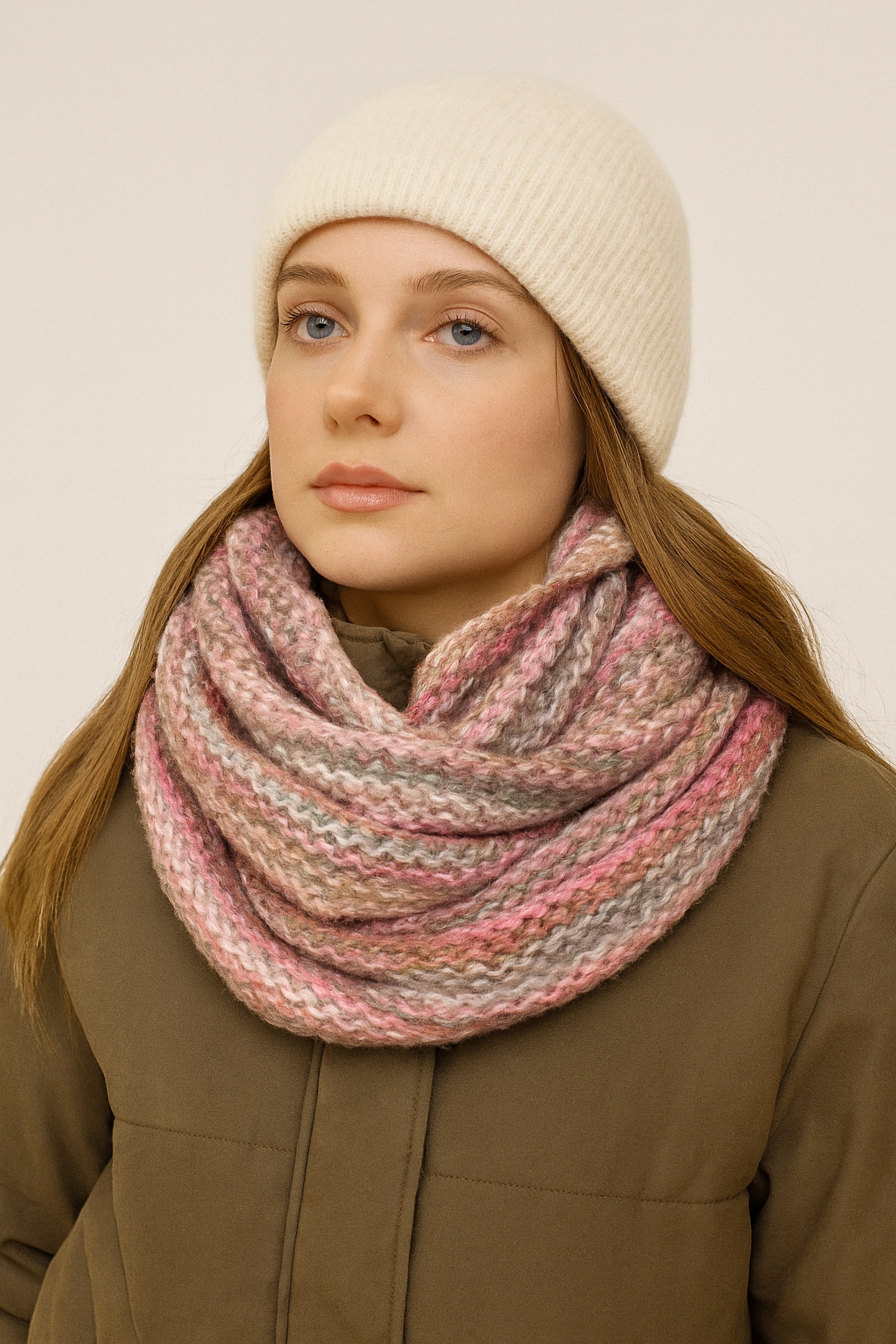 Strickschal "Strickloop", Damen, pastell, Polyacryl, COLLEZIONE ALESSANDRO, gestreift, Basic, Modetücher, Made in Italy, in tollen Farben