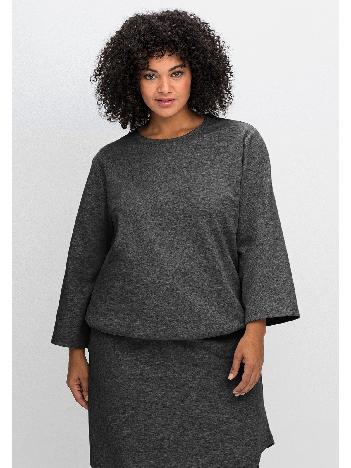 und Sheego »Große Sweatshirt Gummibund 7/8-Ärmeln mit Größen«, | BAUR bestellen