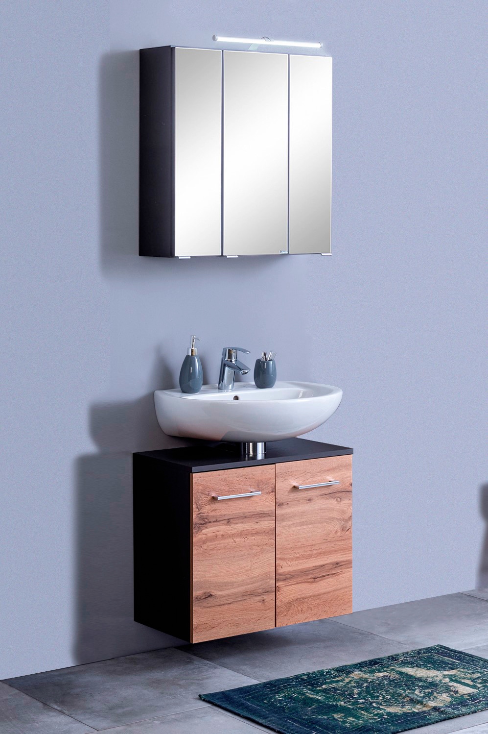 welltime Badmöbel-Set "Avignon" 2 Stk. tlg. mit 3D-Spiegelschrank mit LED-A günstig online kaufen