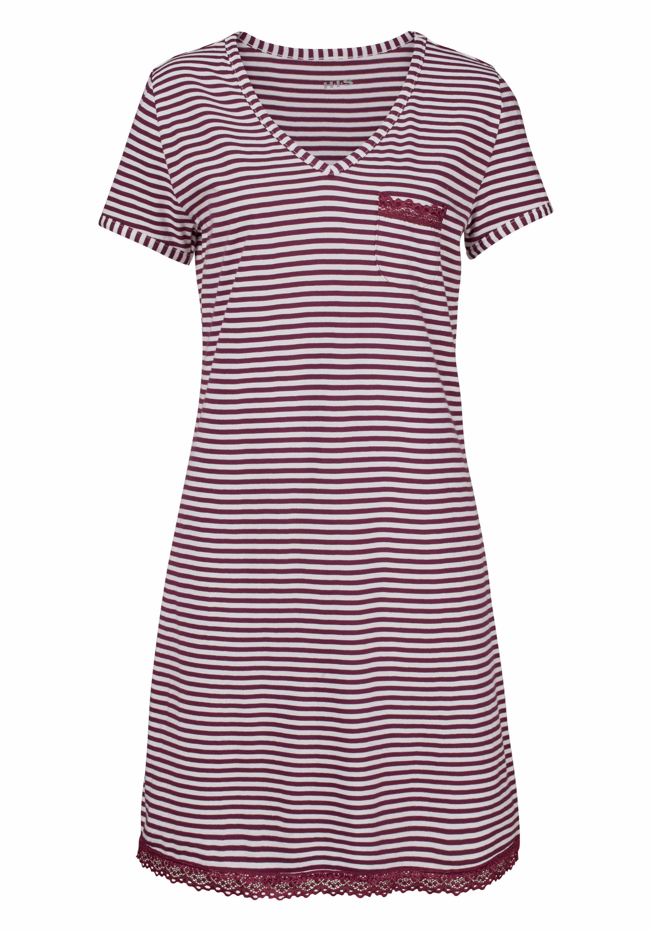 H.I.S Nachthemd 1-teilig, Brusttasche mit Spitzendetails günstig online kaufen