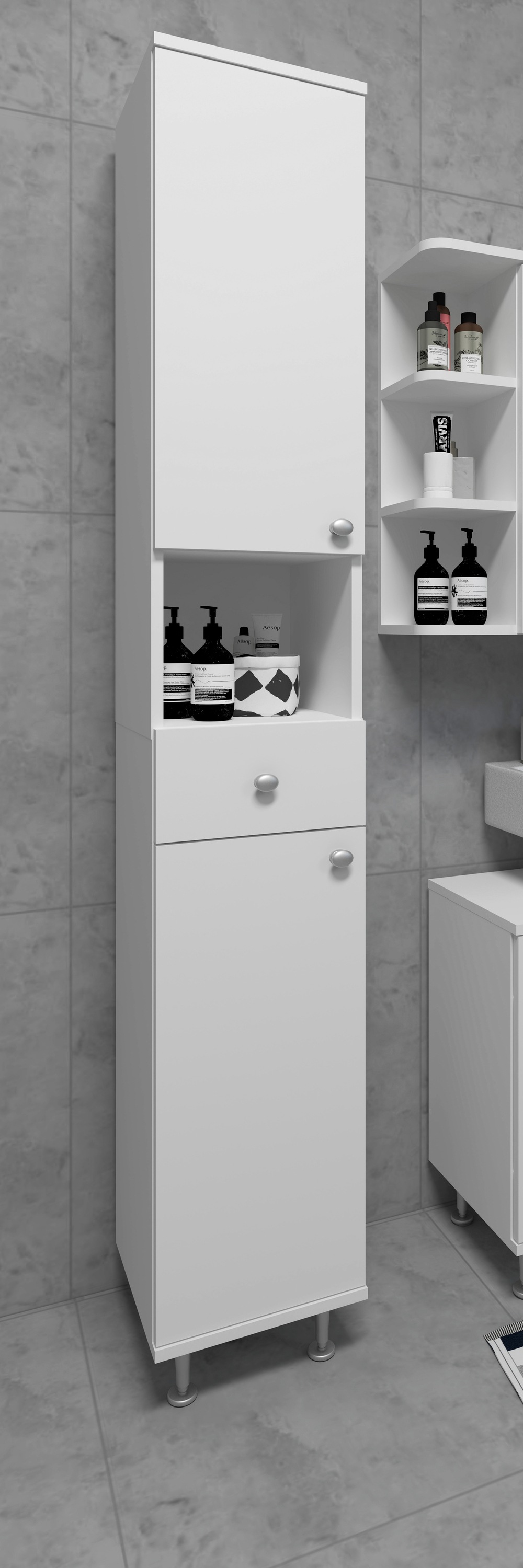 VCM Hochschrank »Badmöbel Hochschrank Badschrank Schublade Nilosi«