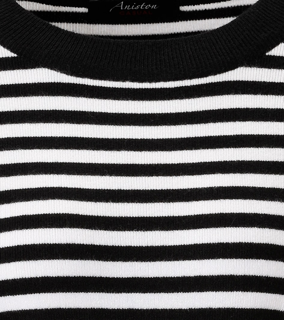 Aniston CASUAL Strickpullover, mit roten Farbakzenten am Saum und den Ärmeln - NEUE KOLLEKTION