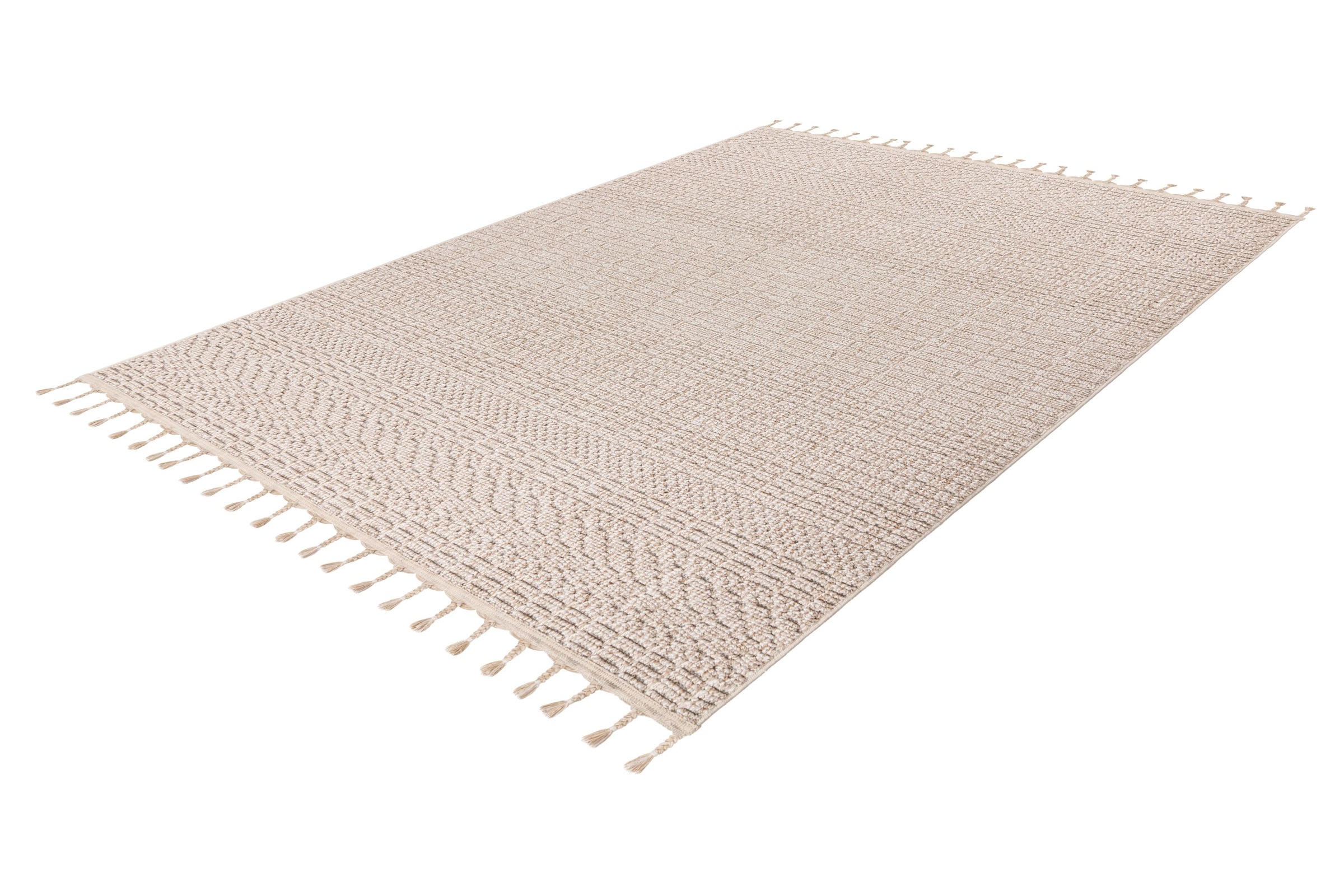 Teppich KAYOOM "Reef 125", beige, B:160cm H:9mm L:230cm, Polypropylen, Teppiche, Teppich, Kurzflor, Struktur, mit Fransen, Wohnzimmer 2