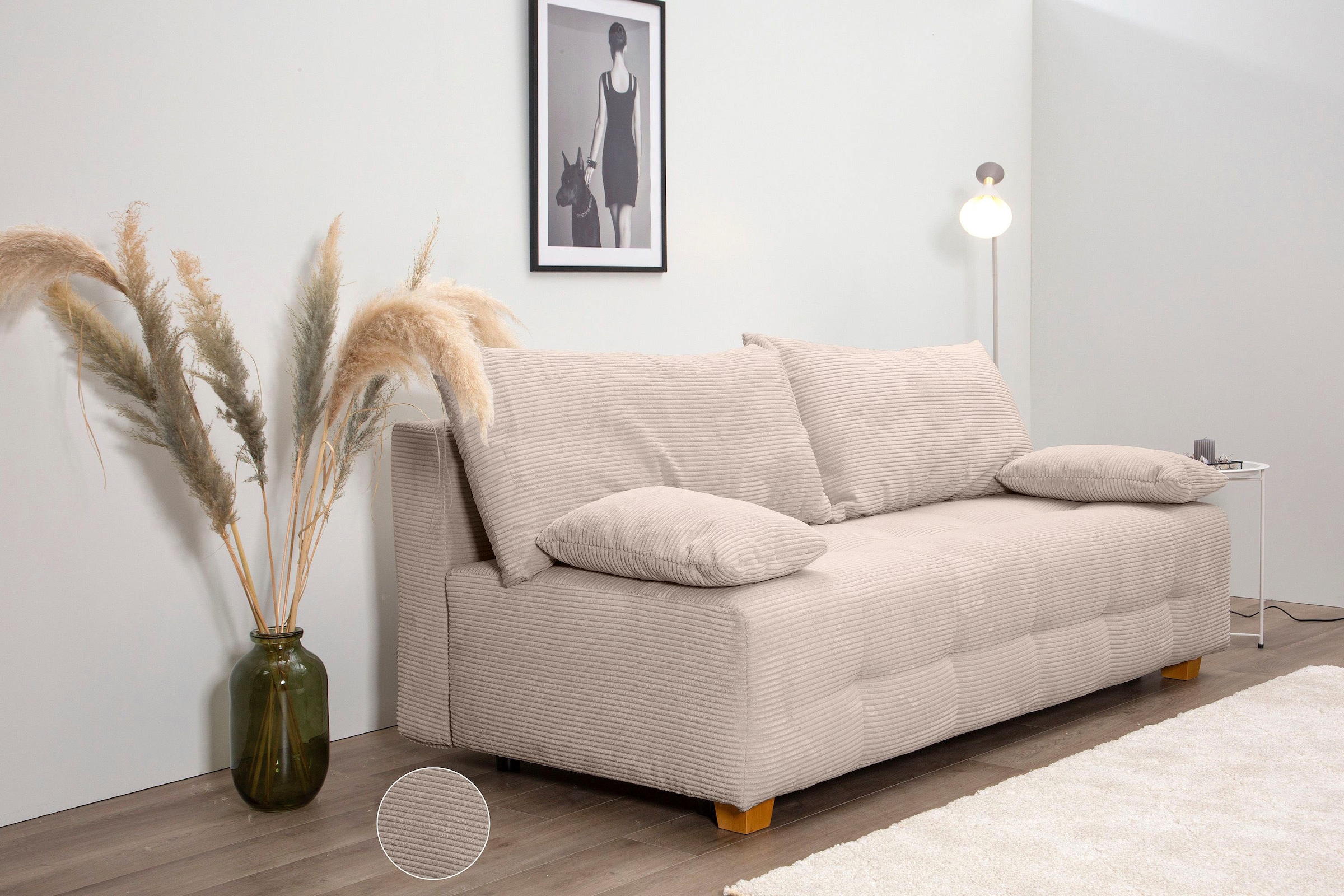 COLLECTION AB Schlafsofa »Bella«, Schlafsofa,Bettkasten,Bonellfederkern,Rückenkissen,Armlehnenkissen
