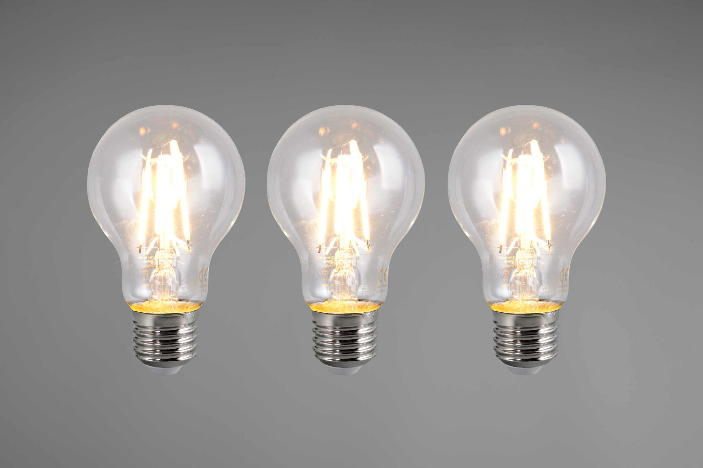 TRIO Leuchten LED-Filament »Leuchtmittel Set E27«, E27, 3 St., Warmweiß, 3er Set Filament Leuchtmittel E27 Fassung, Glühbirne E27 LED warmweiß