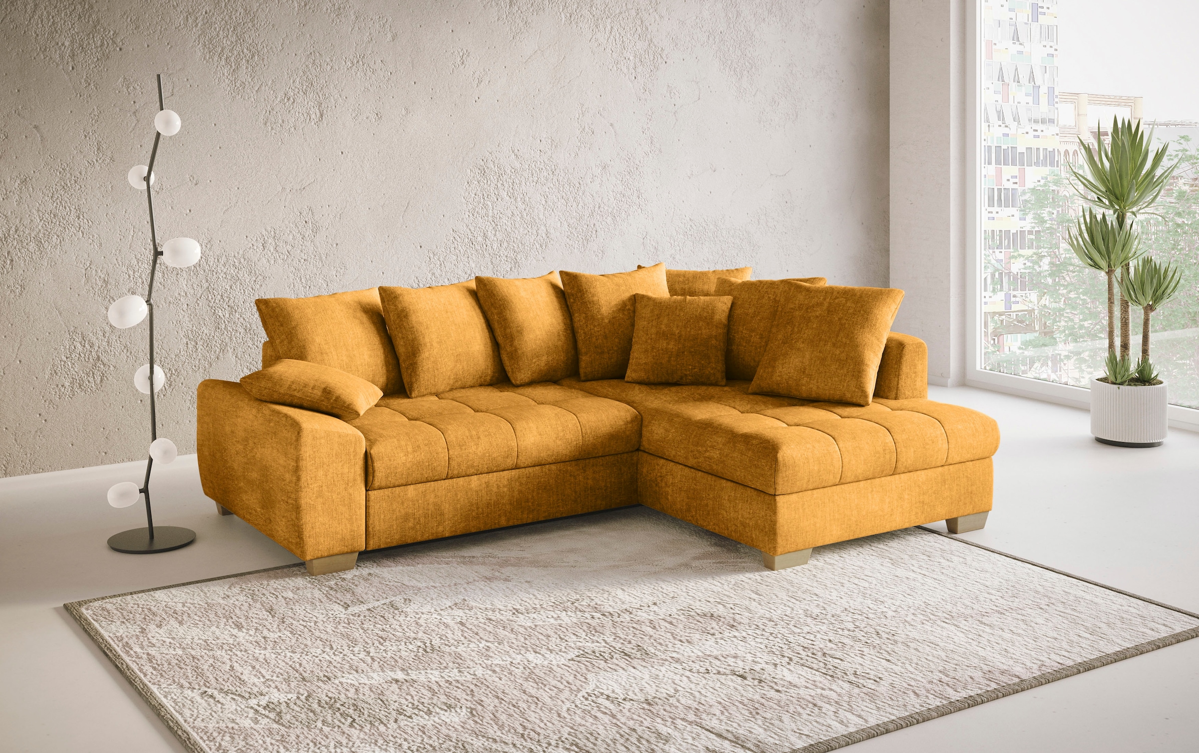 Mr. Couch Ecksofa »Nikita II, L-Form, bis 140kg pro Sitzplatz belastbar«, mit Kaltschaumpolsterung, wahlweise mit Bett und Bettkasten