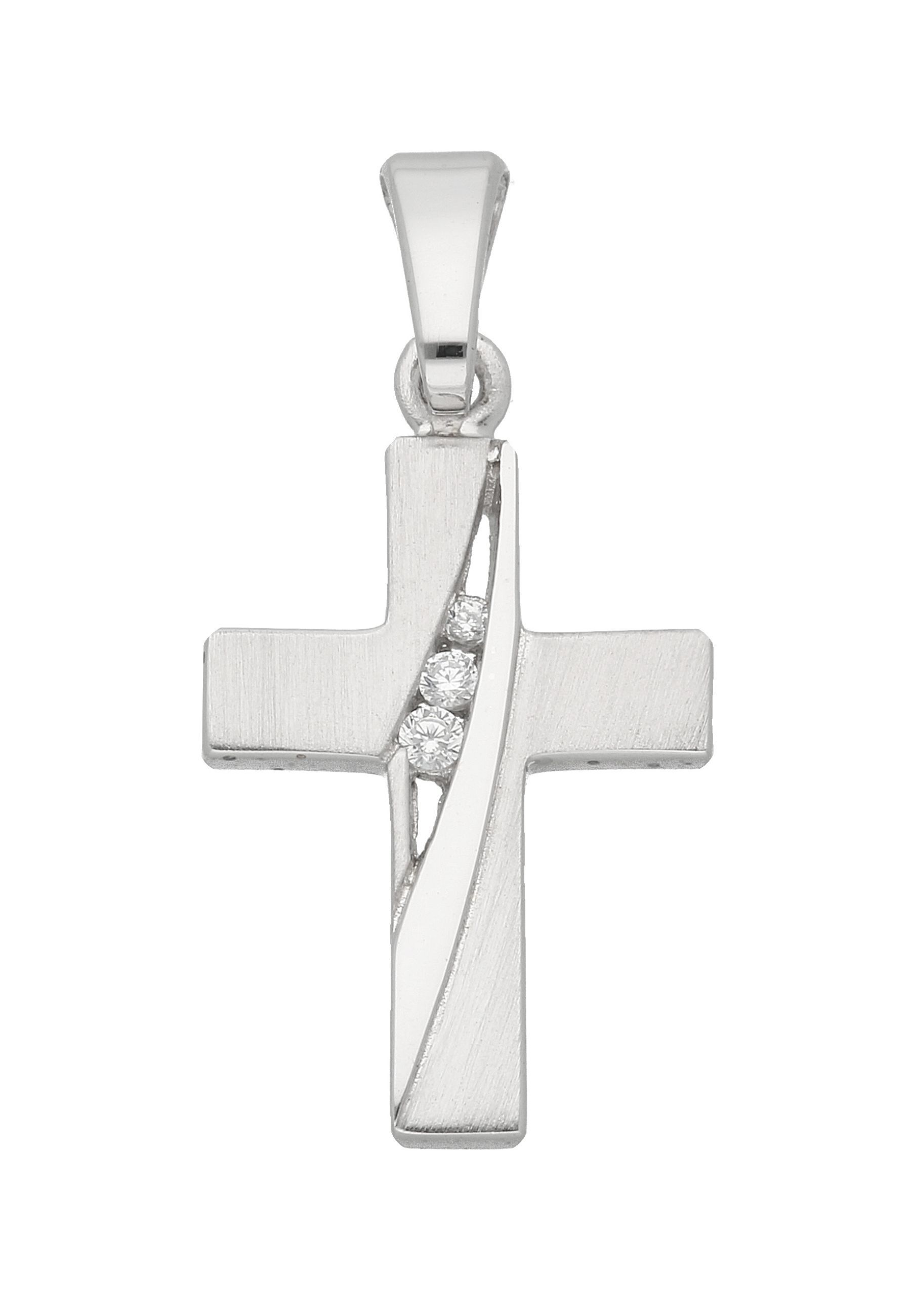 ADELIA ́S Damen Kreuzanhänger "Damen & Herren 925 Silber Kreuz Anhänger mit Zirkonia", Silber 925 (Sterlingsilber), silber, Silber 925