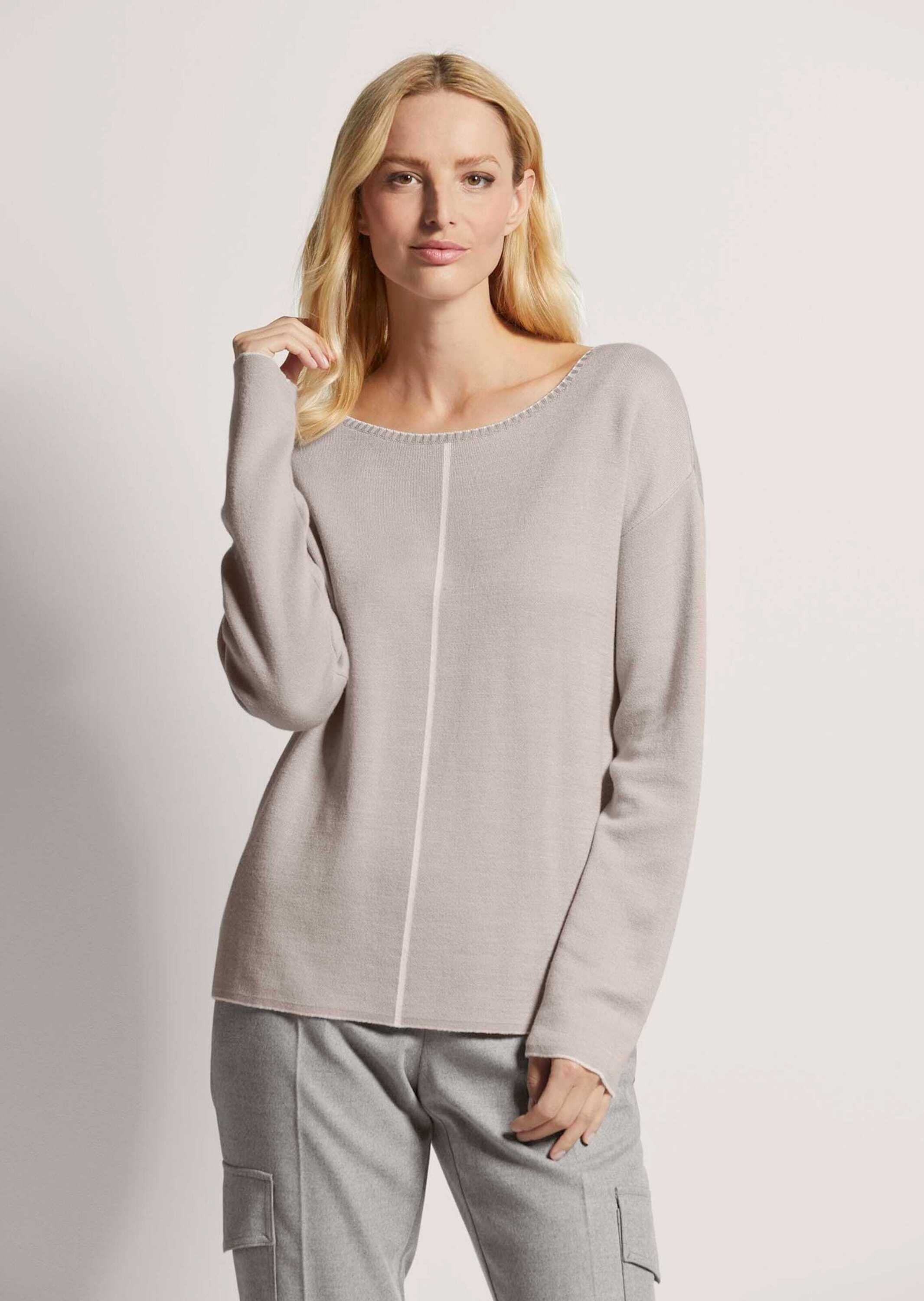 MADELEINE Longpullover "Pullover Rundhals-Pullover mit Kontrast-Details" günstig online kaufen