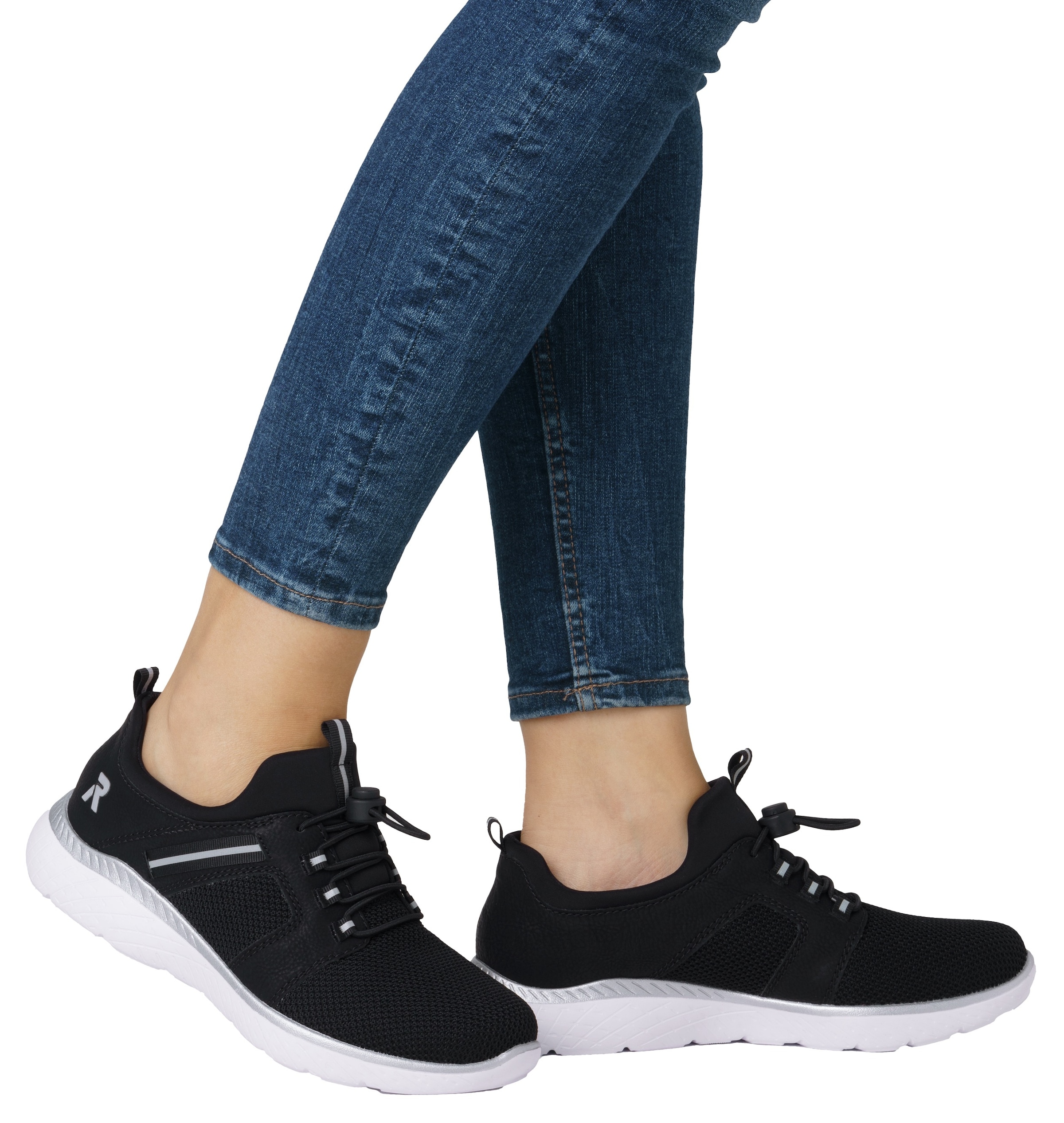 RIEKER Sport Slip-On Sneaker, Schlupfschuh, Halbschuh, Freizeitsneaker mit Anziehlaschen
