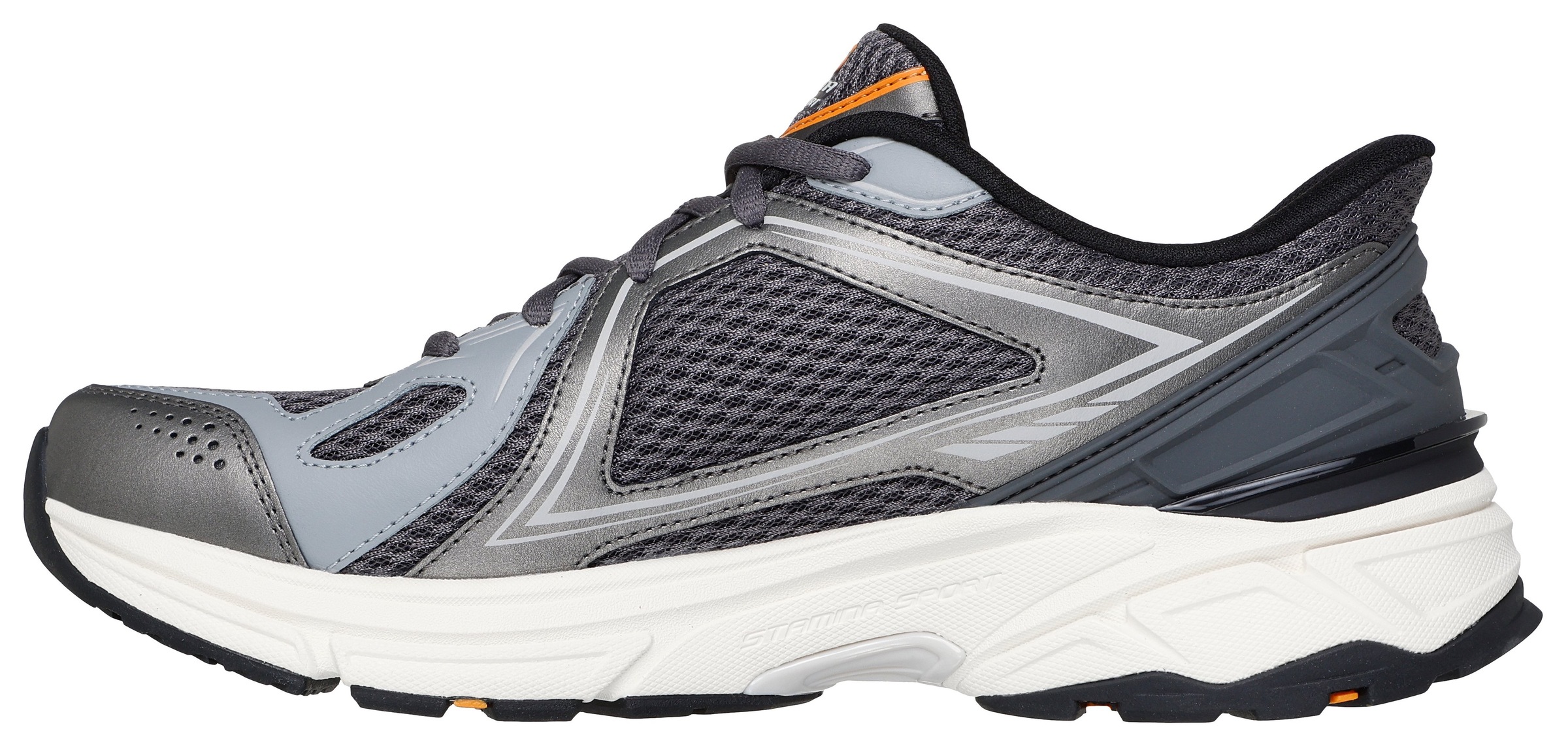 Slip-On Sneaker SKECHERS "STAMINA SPORT", Herren, Gr. 39, dunkelgrau, Leder, Mesh, Schuhe, Trainingsschuh, Retro Sneaker mit Slip-ins 3
