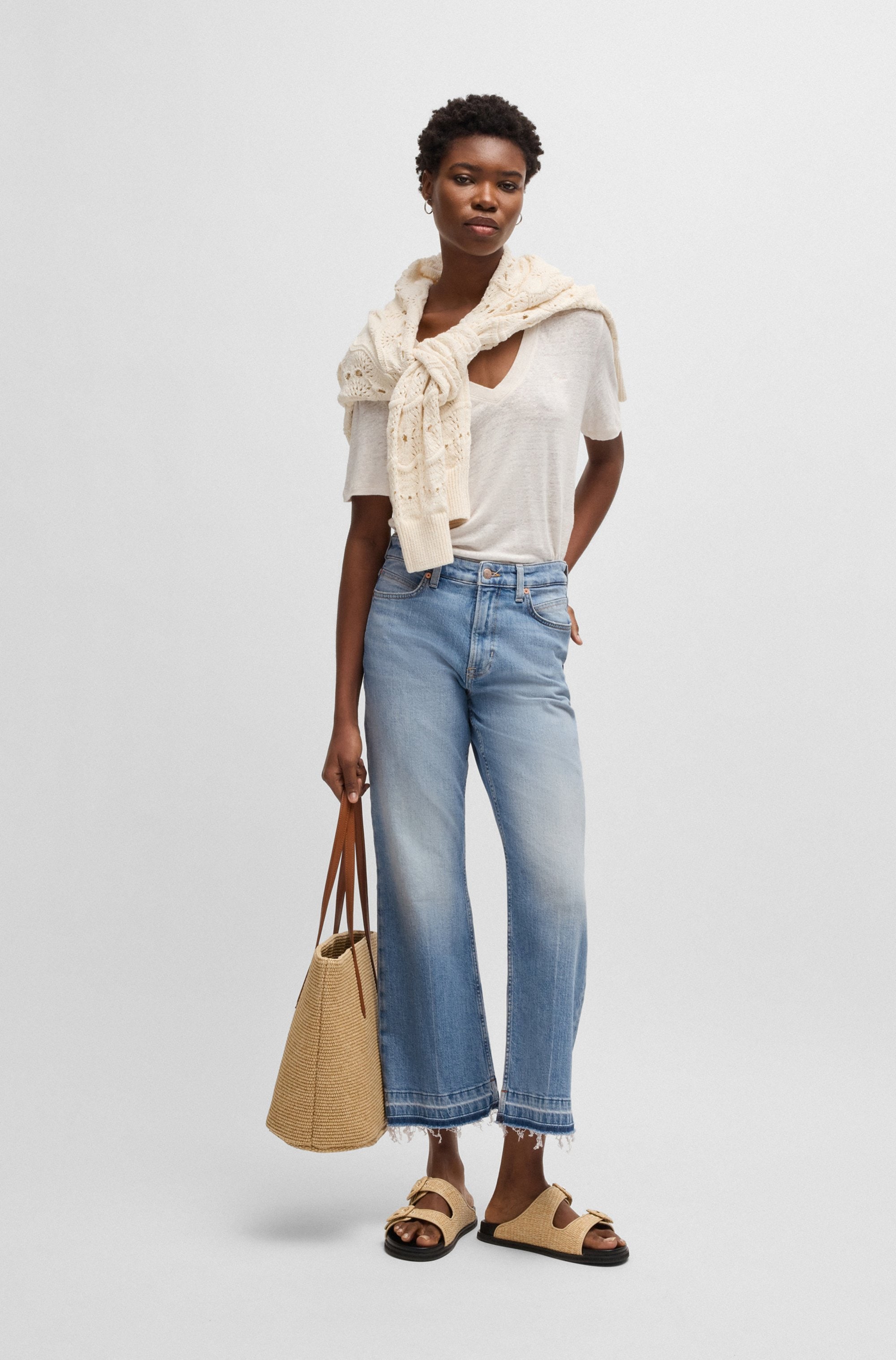 BOSS ORANGE Schlagjeans »Soft Kick Flare High Rise Premium Damenmode«, (BOSS ORANGE DENIM), in cropped Form